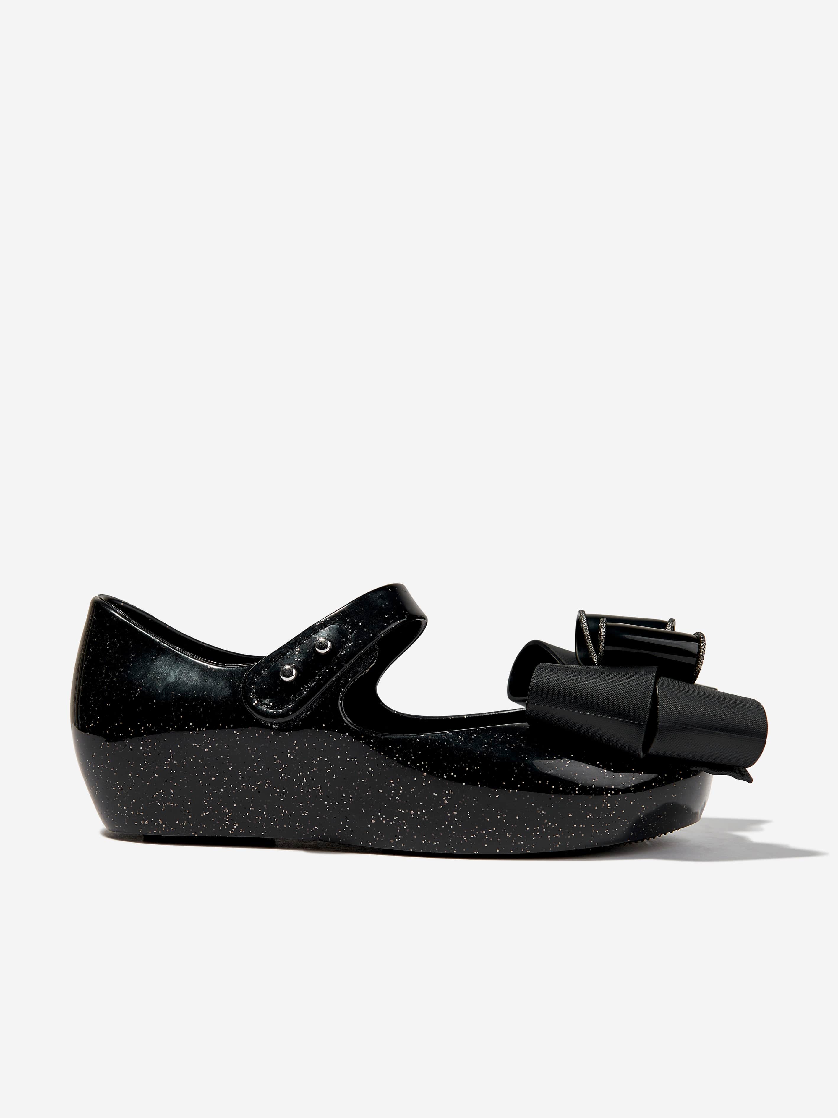 Mini Melissa Girls Mini Ultragirl Fab Bow Ballerinas in Black