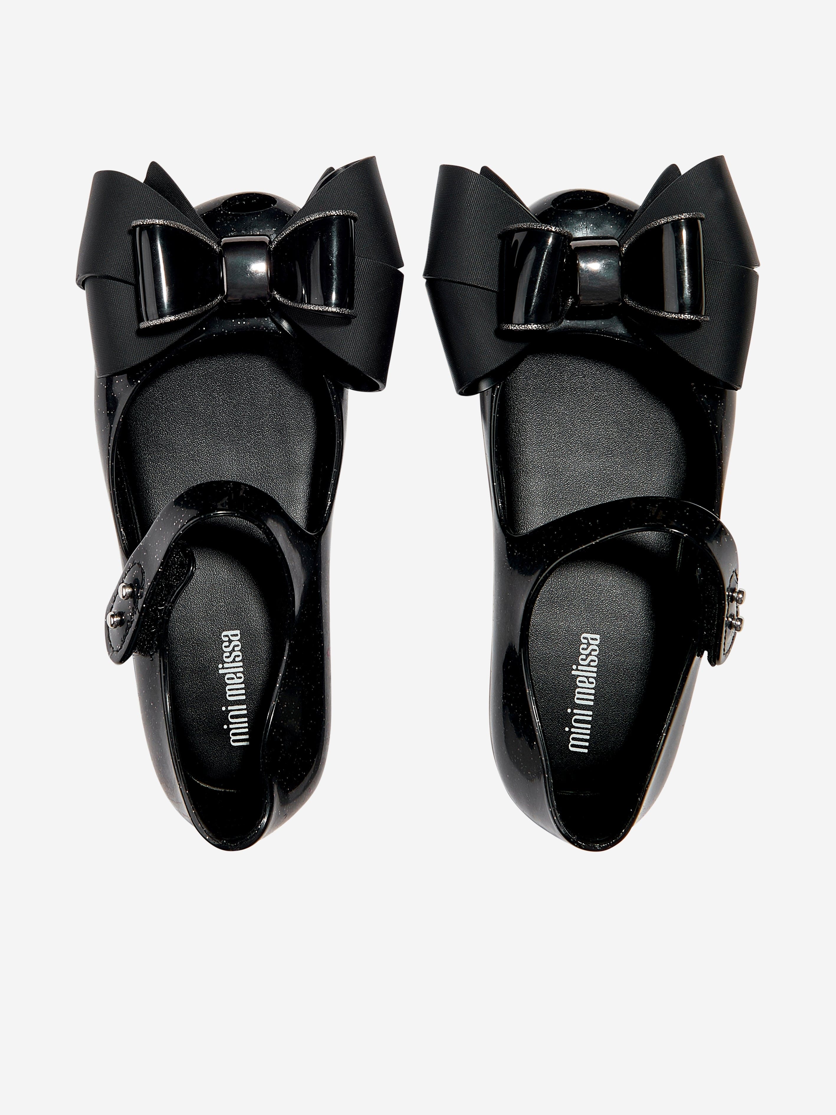 Mini Melissa Girls Mini Ultragirl Fab Bow Ballerinas in Black