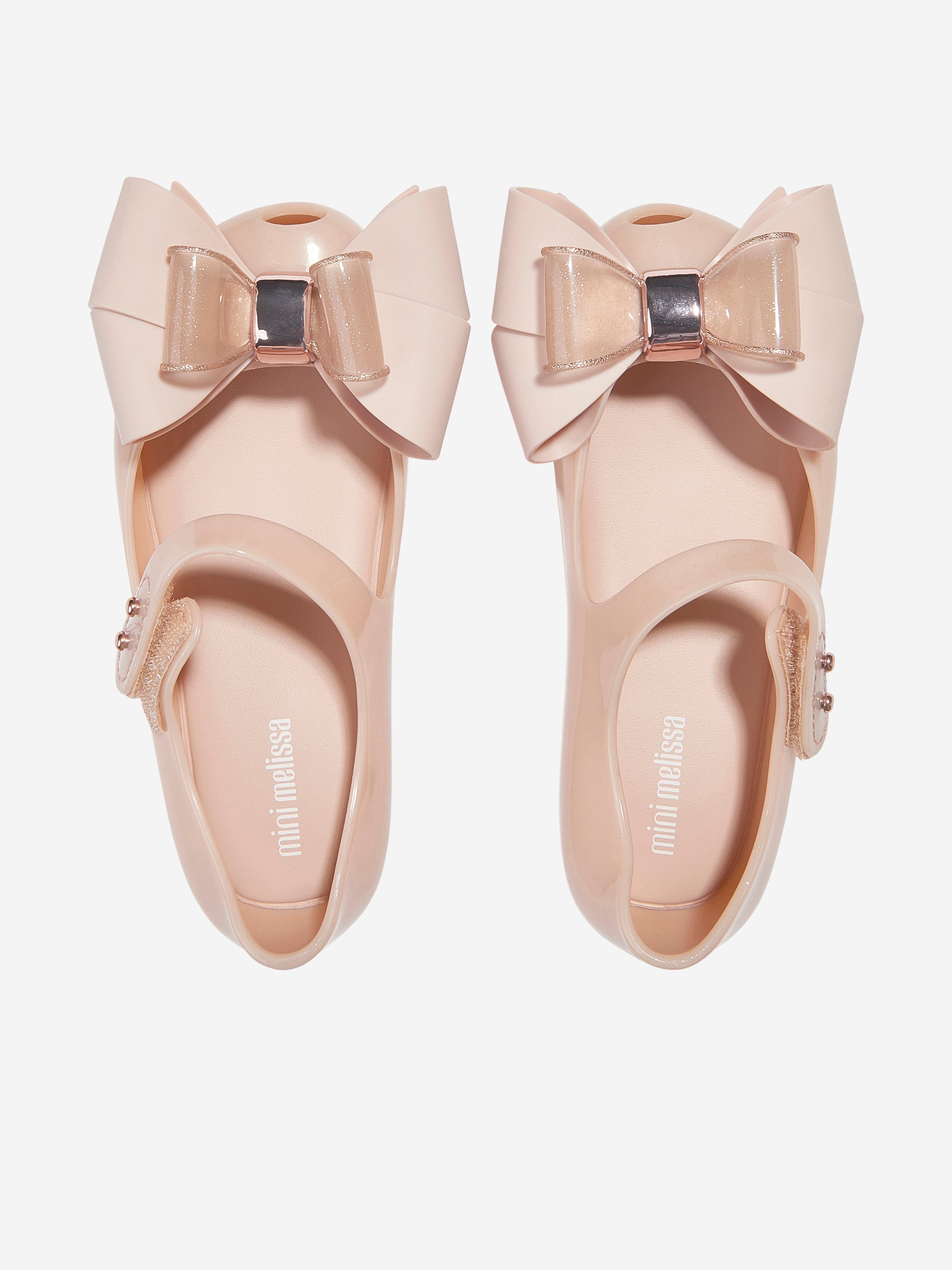 Mini Melissa Girls Mini Ultragirl Fab Bow Ballerinas in Pink