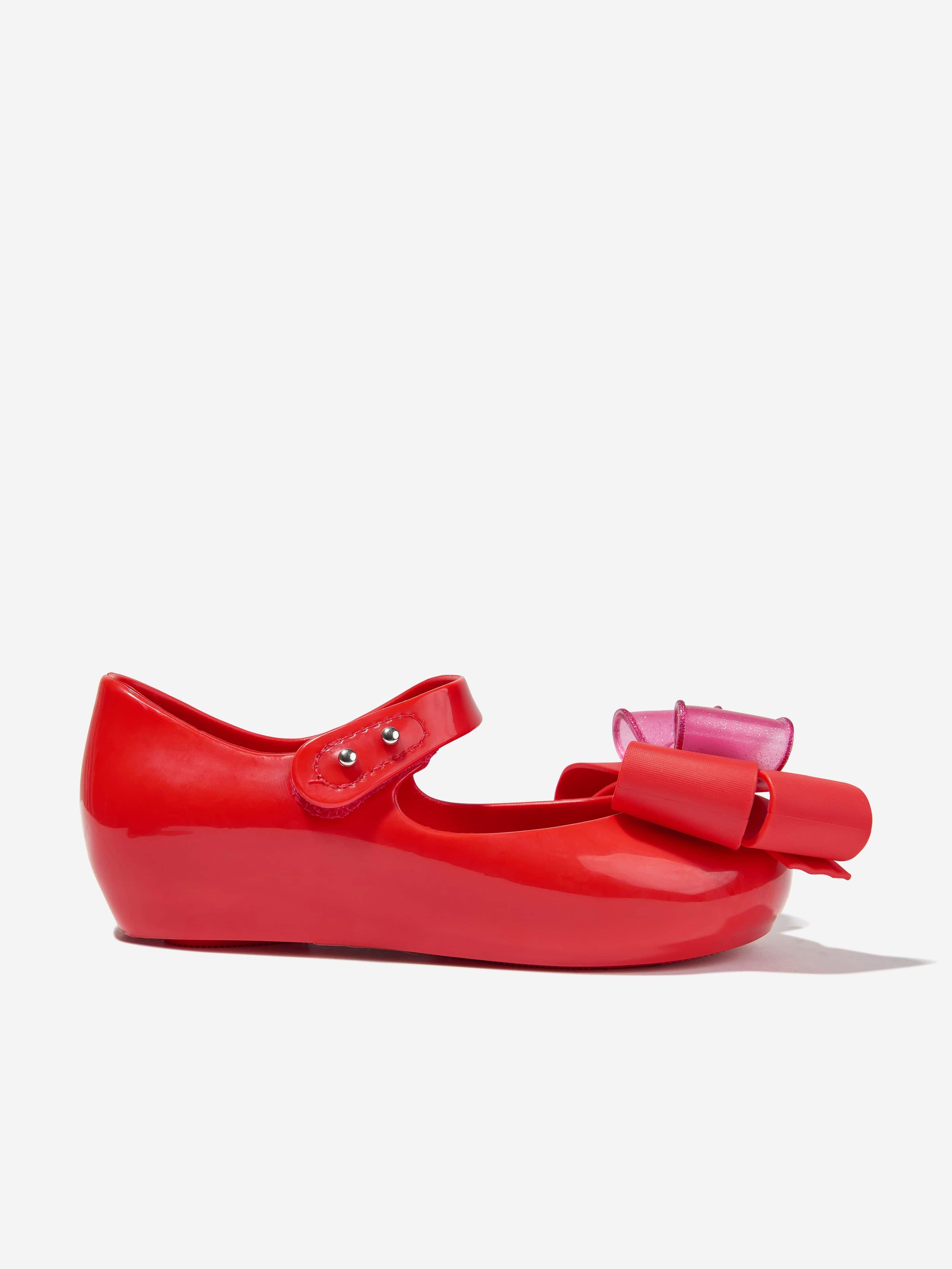 Mini Melissa Girls Mini Ultragirl Fab Bow Ballerinas in Red