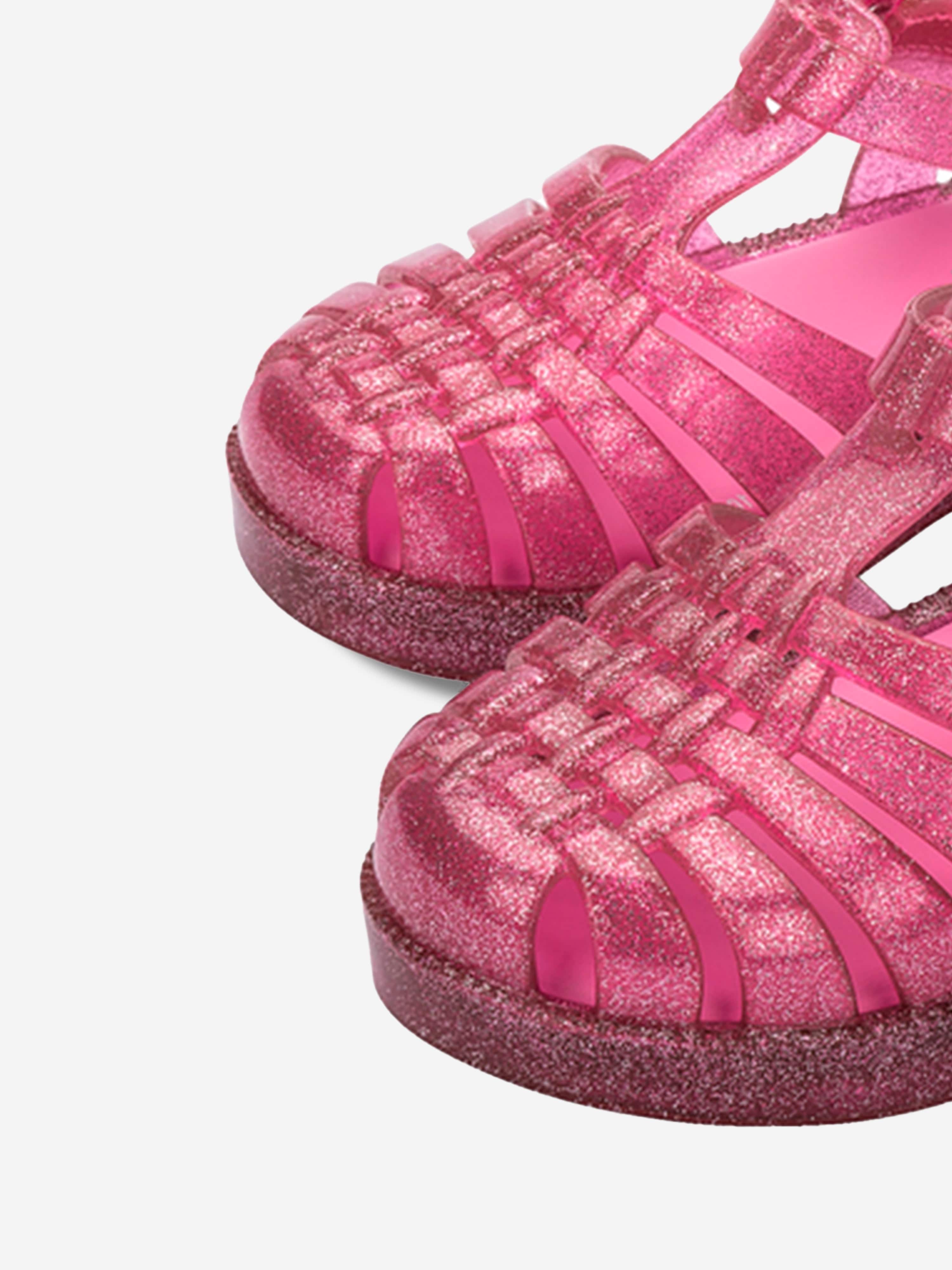 Mini Melissa Girls Possession Shiny Glitter Sandals in Pink