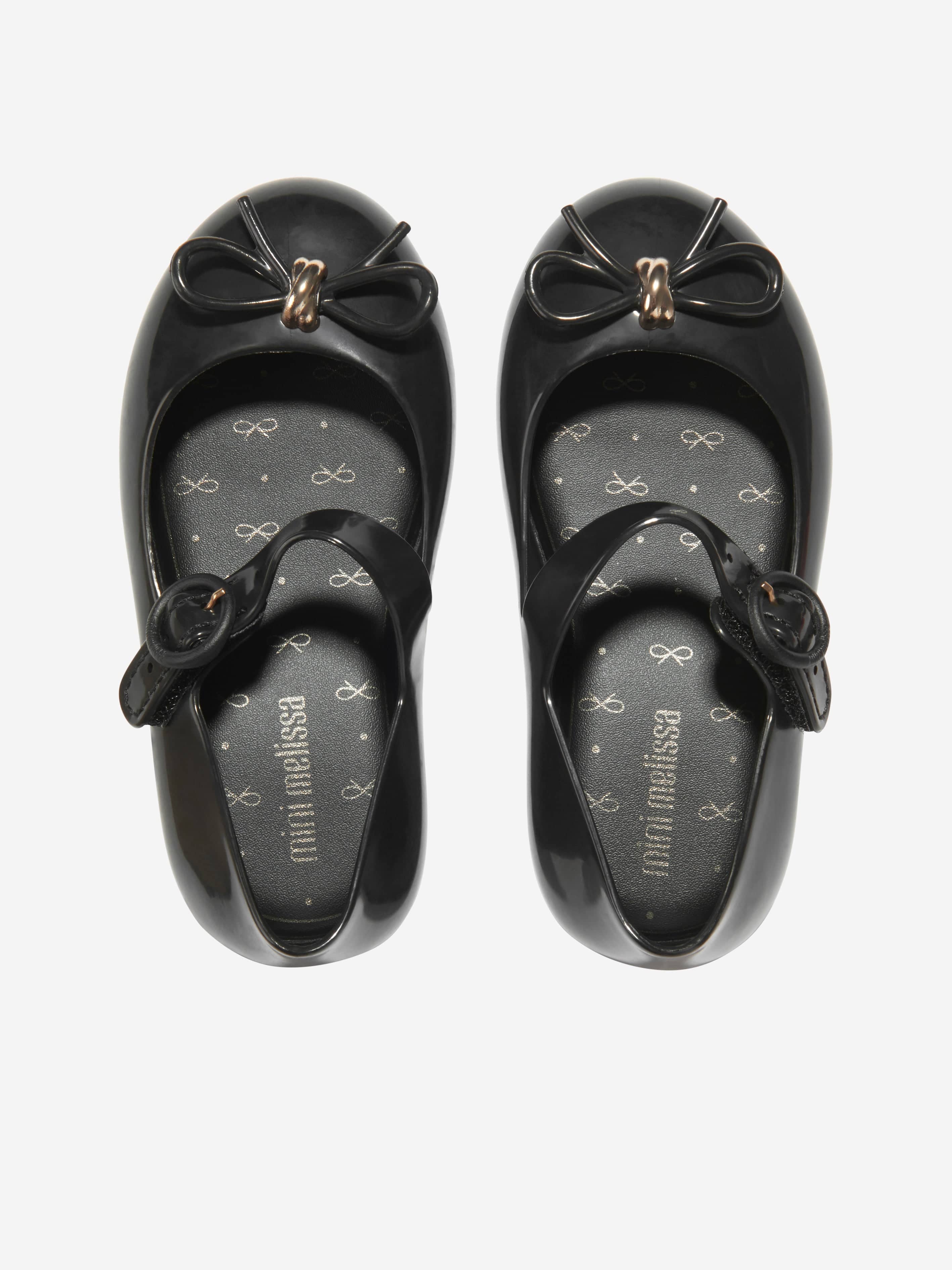Mini Melissa Girls Sweet Love Ballerinas in Black