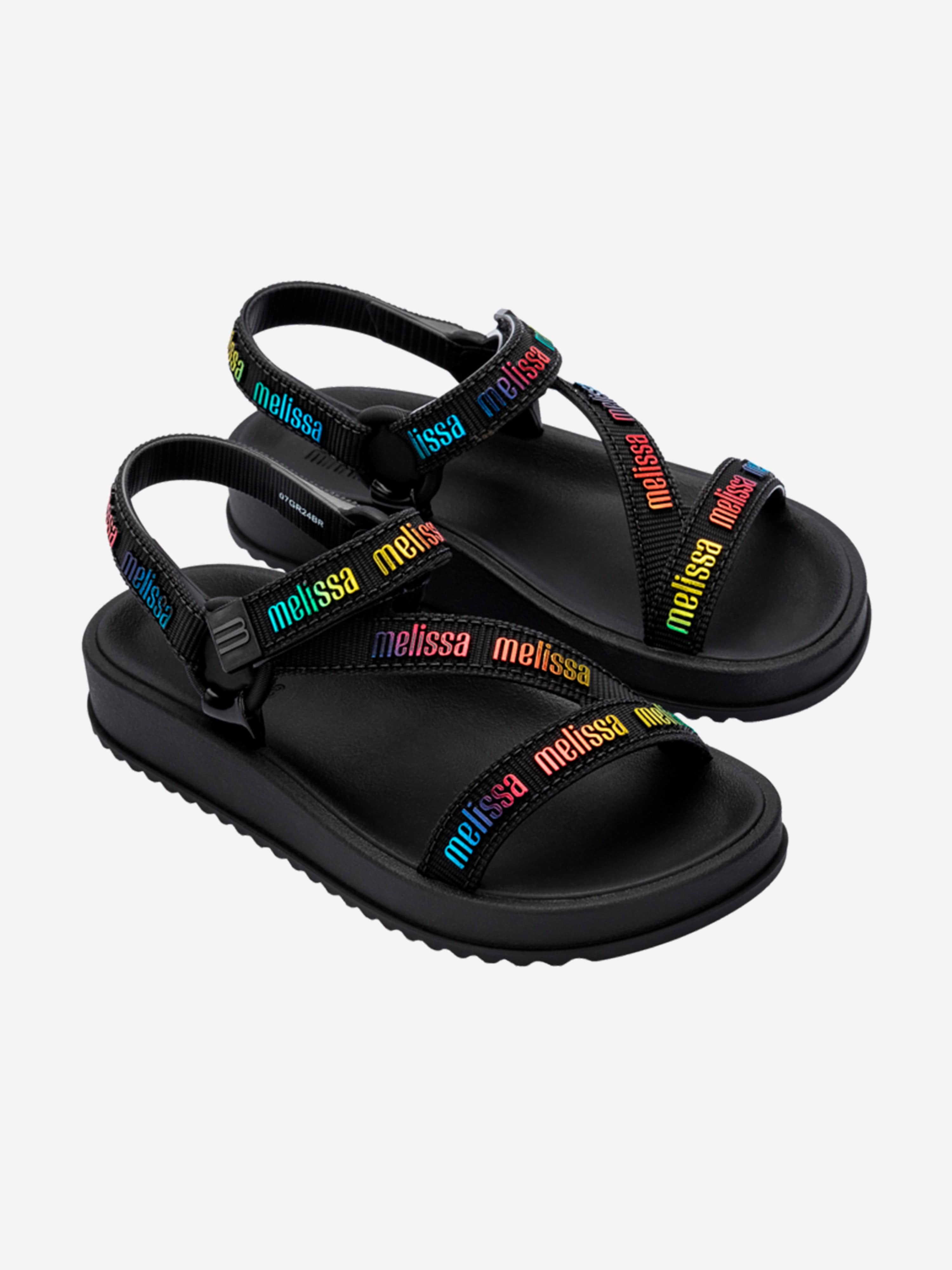 Mini Melissa Girls Stripes M Lover Sandals in Black