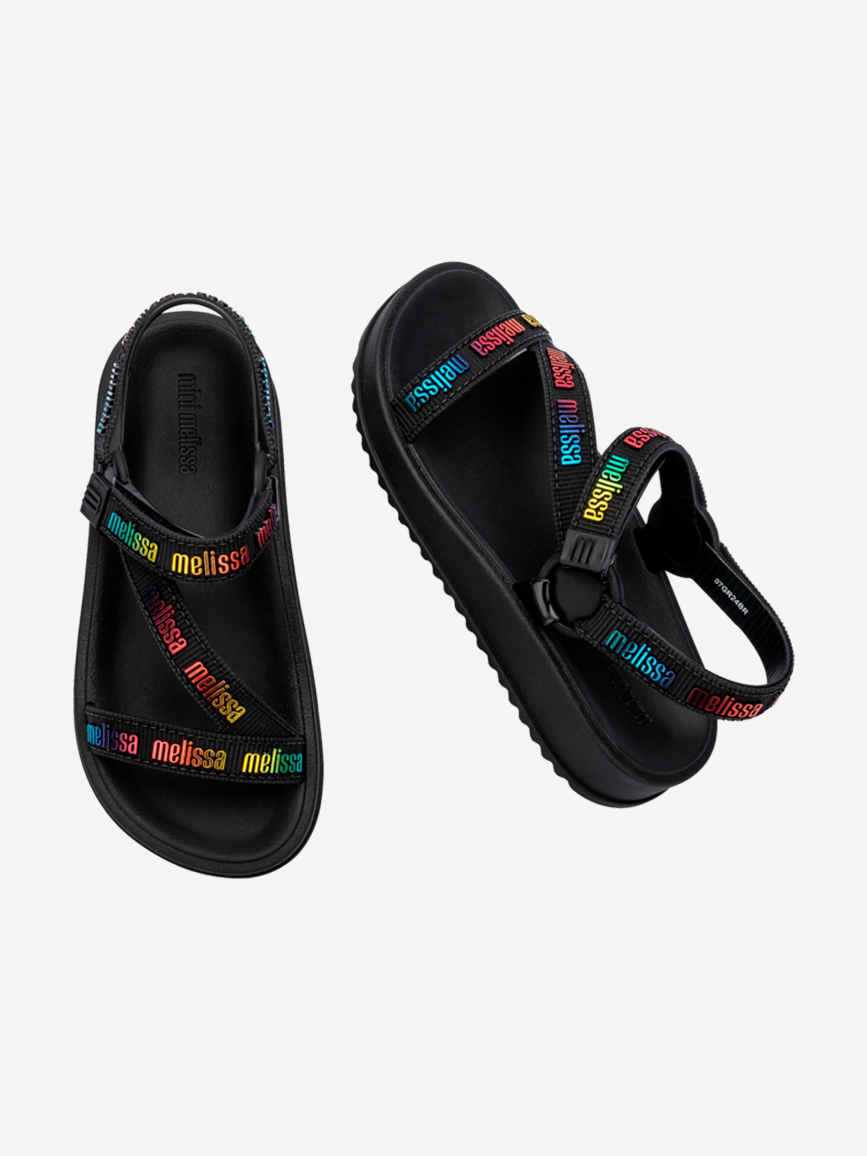 Mini Melissa Girls Stripes M Lover Sandals in Black