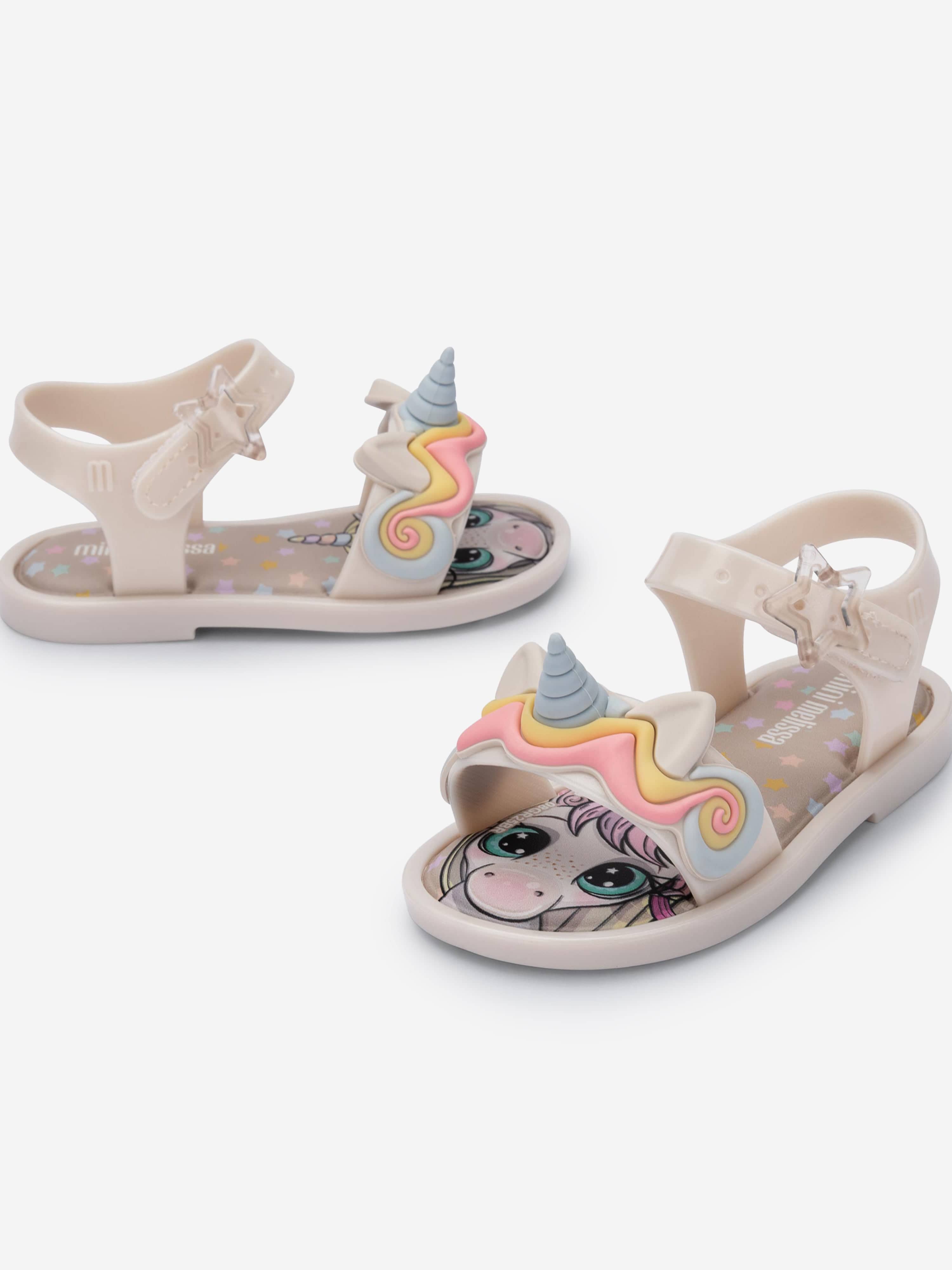 Mini Melissa Girls Mar Unicorn Sandals in Beige