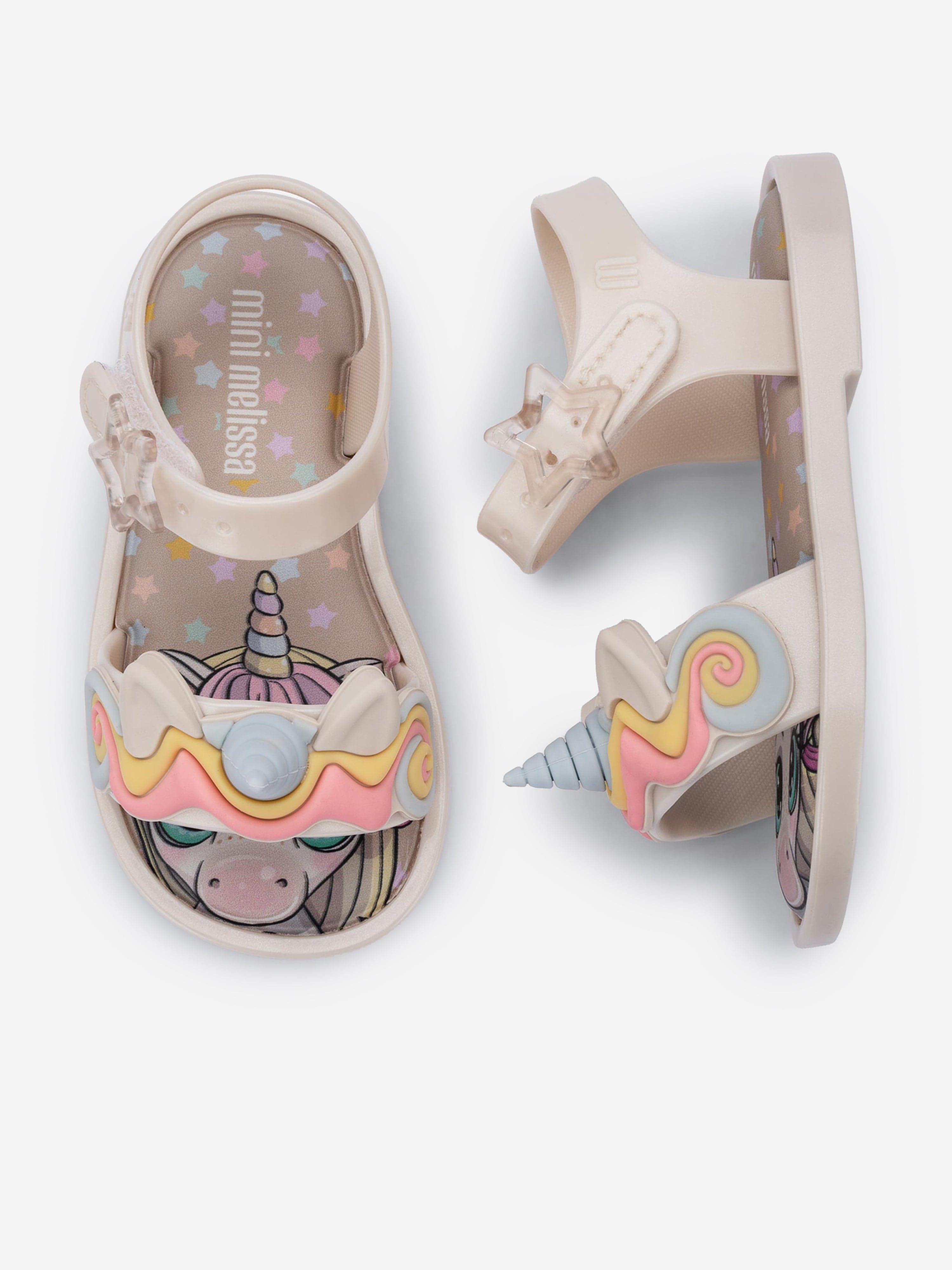 Mini Melissa Girls Mar Unicorn Sandals in Beige