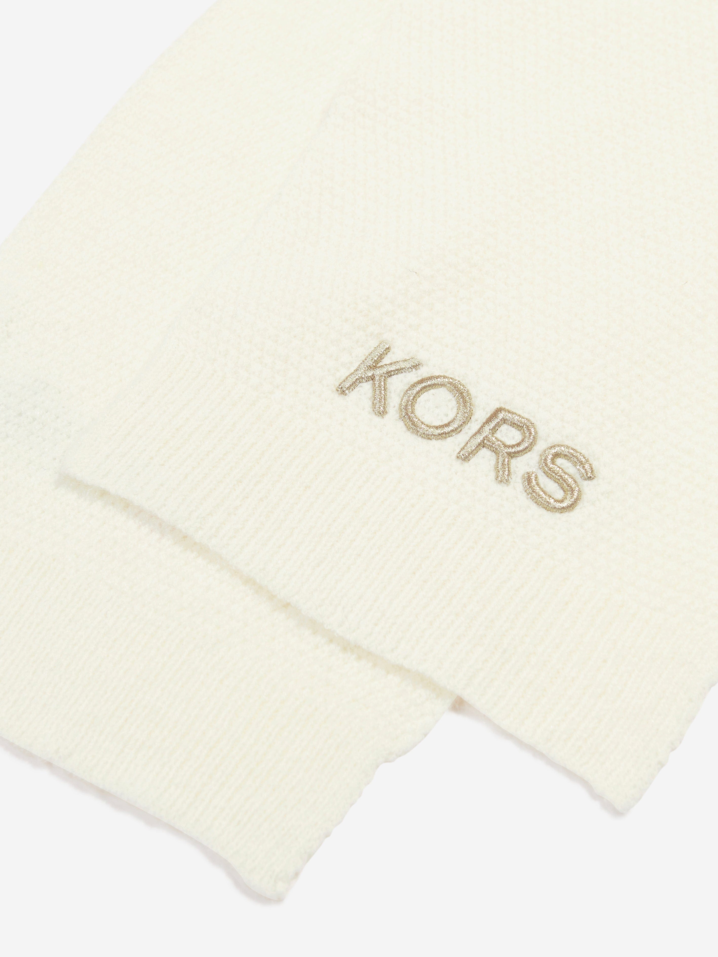 Michael Kors Girls Embroidered Scarf in Cream