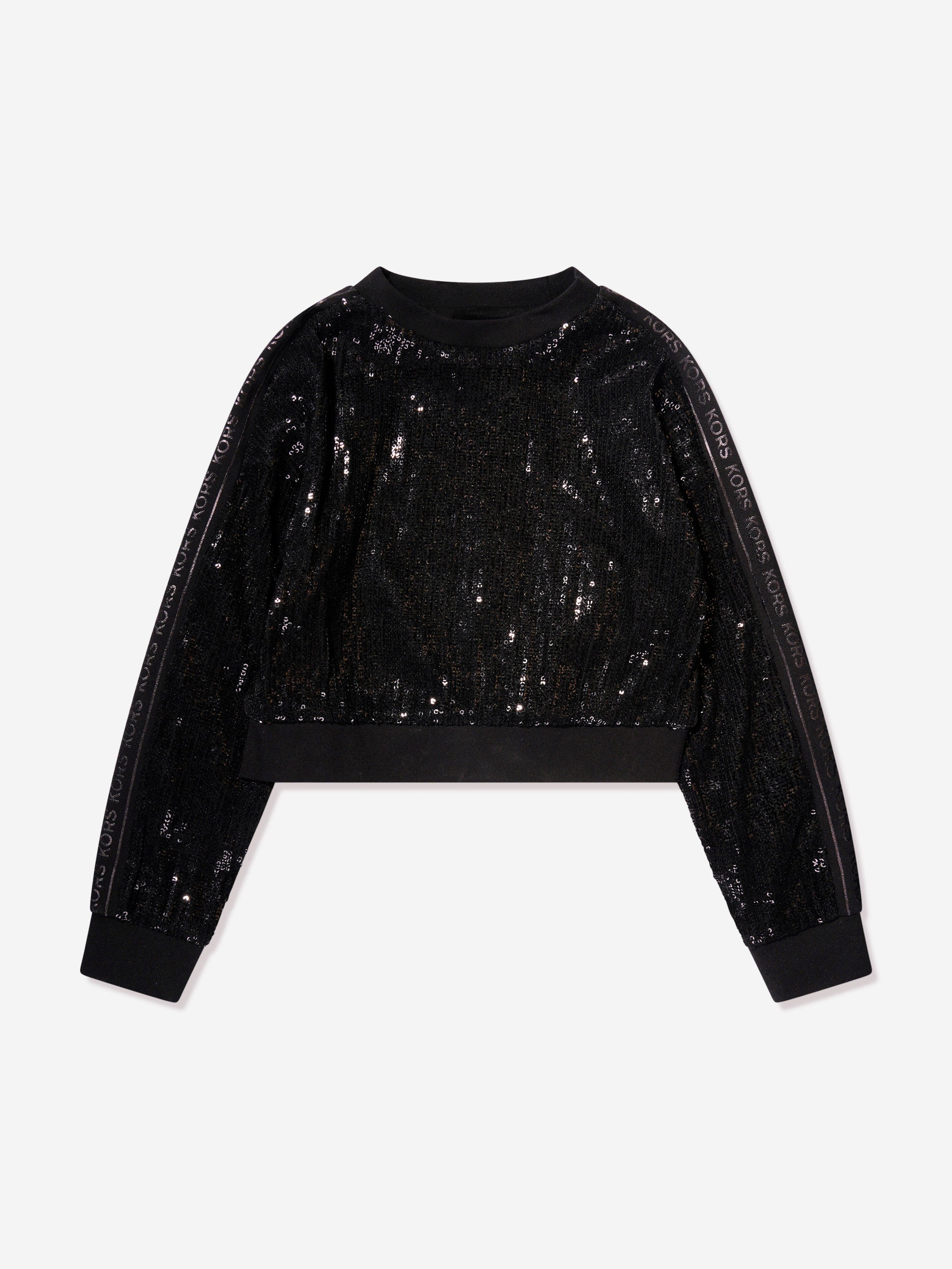 Michael Kors Girls Sequin Sweatshirt in Black