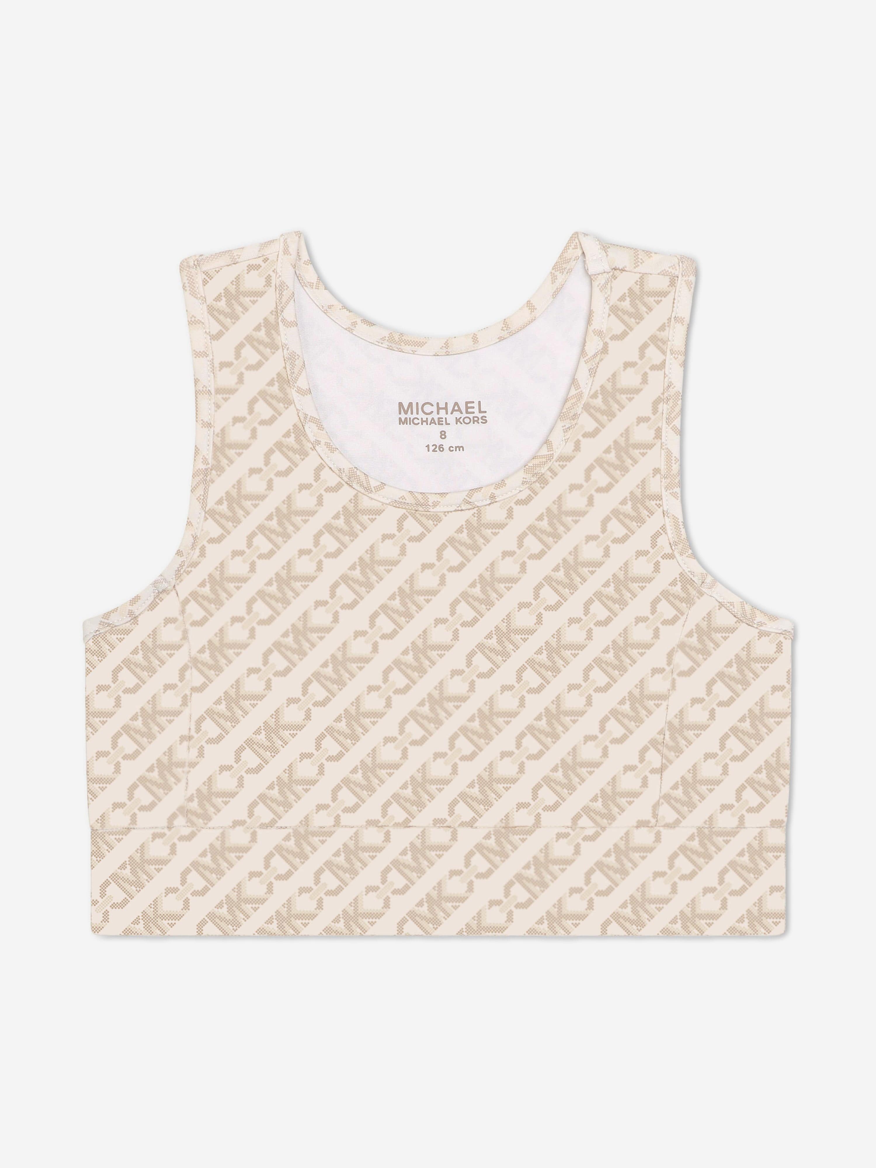 Michael Kors Girls Logo Crop Top in Ivory