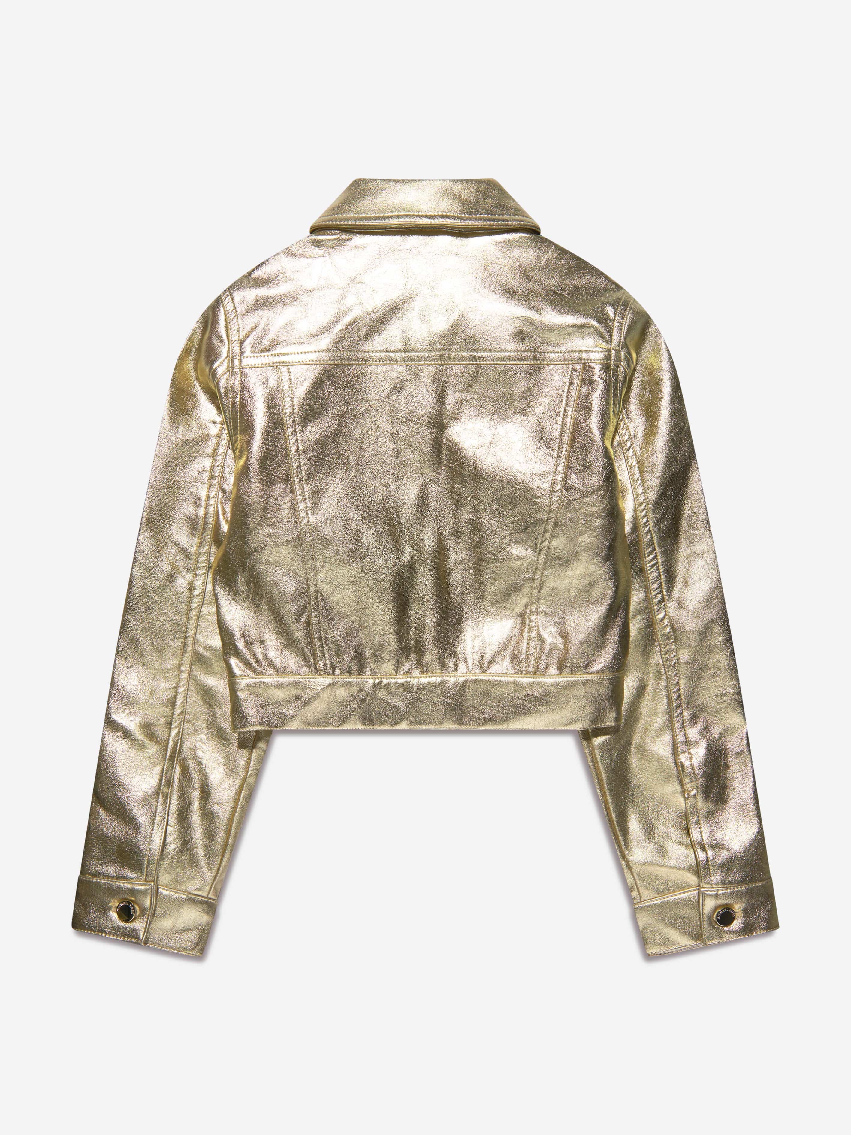 Michael Kors Girls Metallic Crackle Effect Jacket in Gold