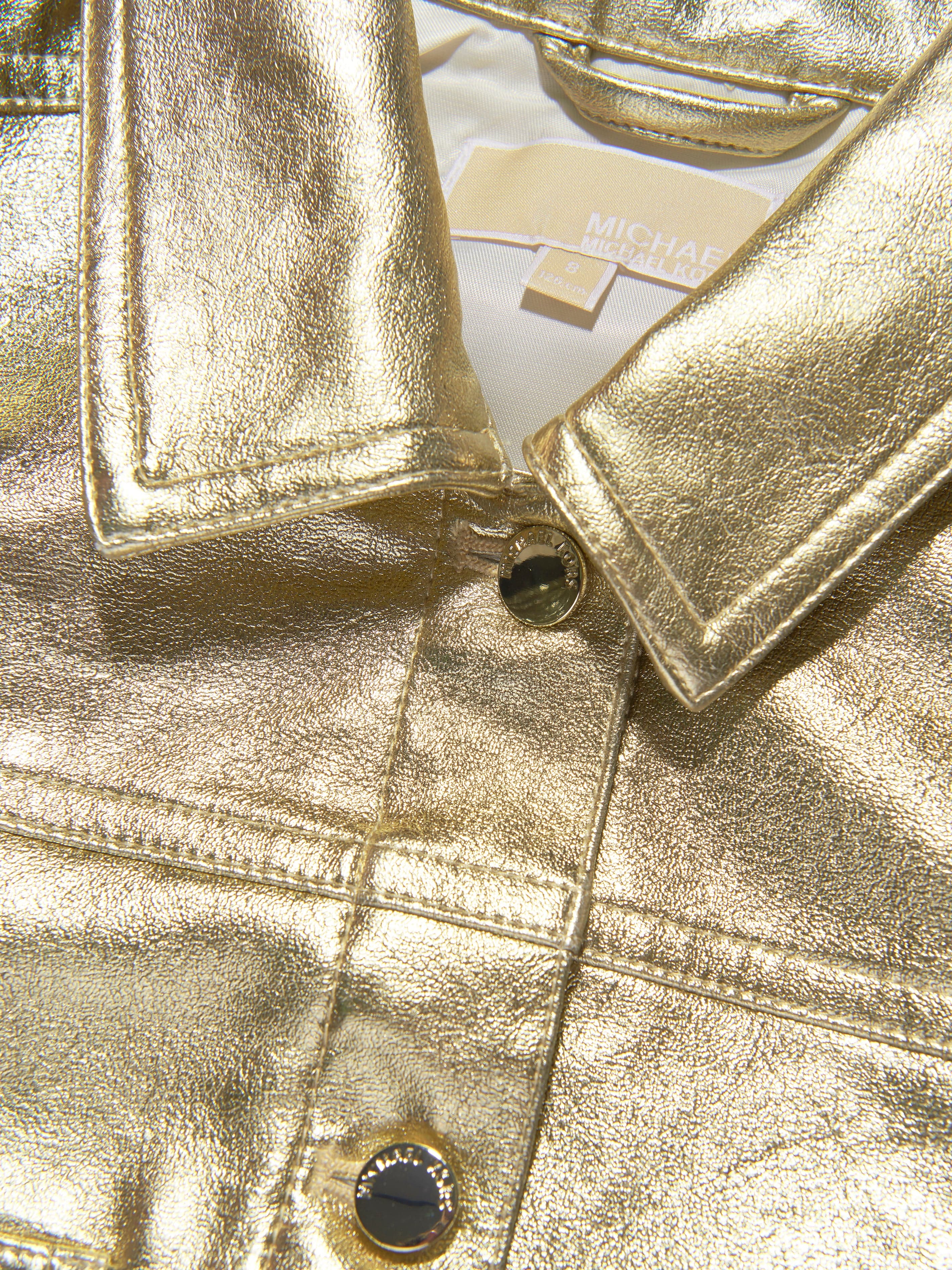 Michael Kors Girls Metallic Crackle Effect Jacket in Gold