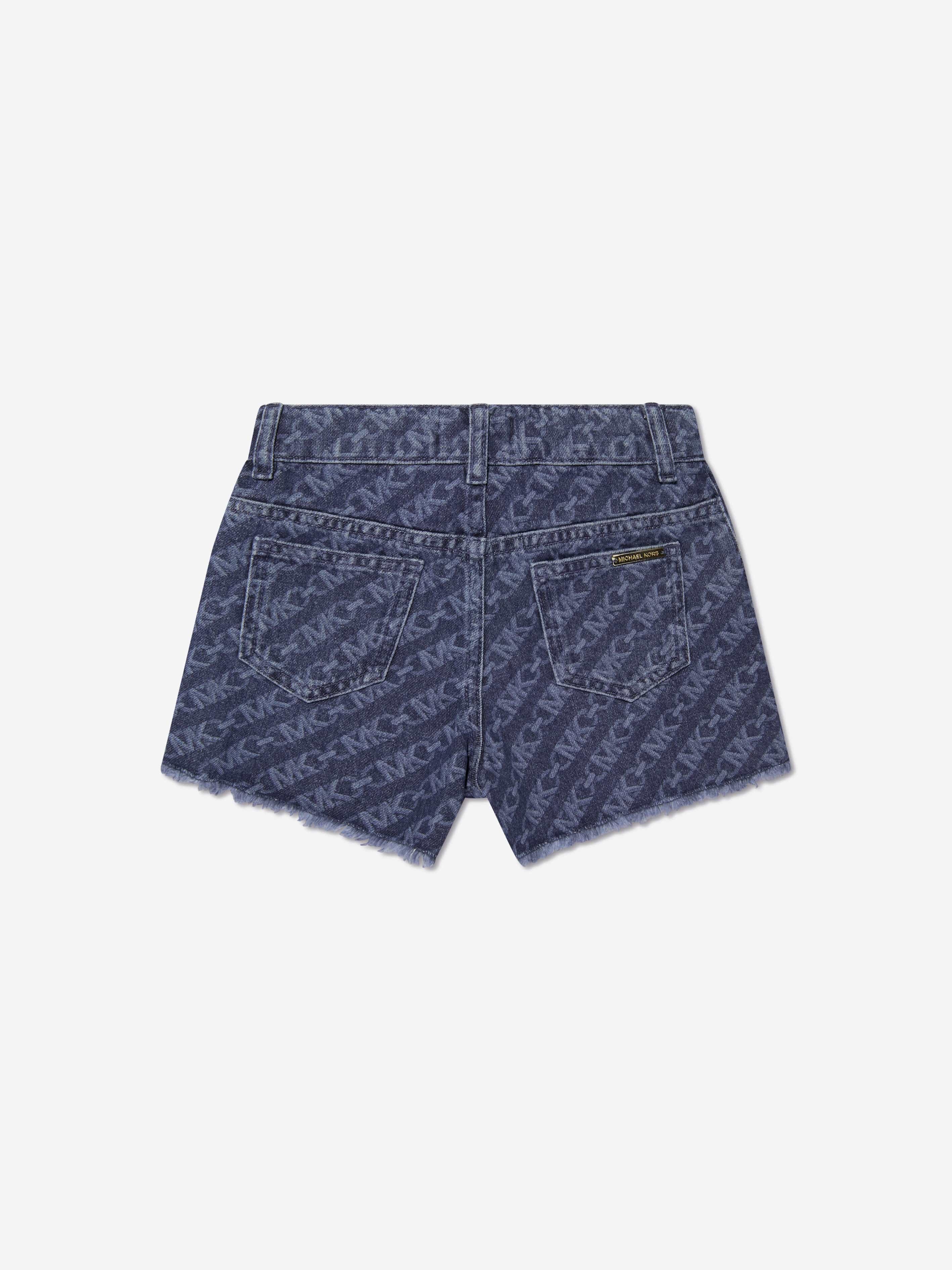 Michael Kors Girls Logo Denim Shorts in Blue