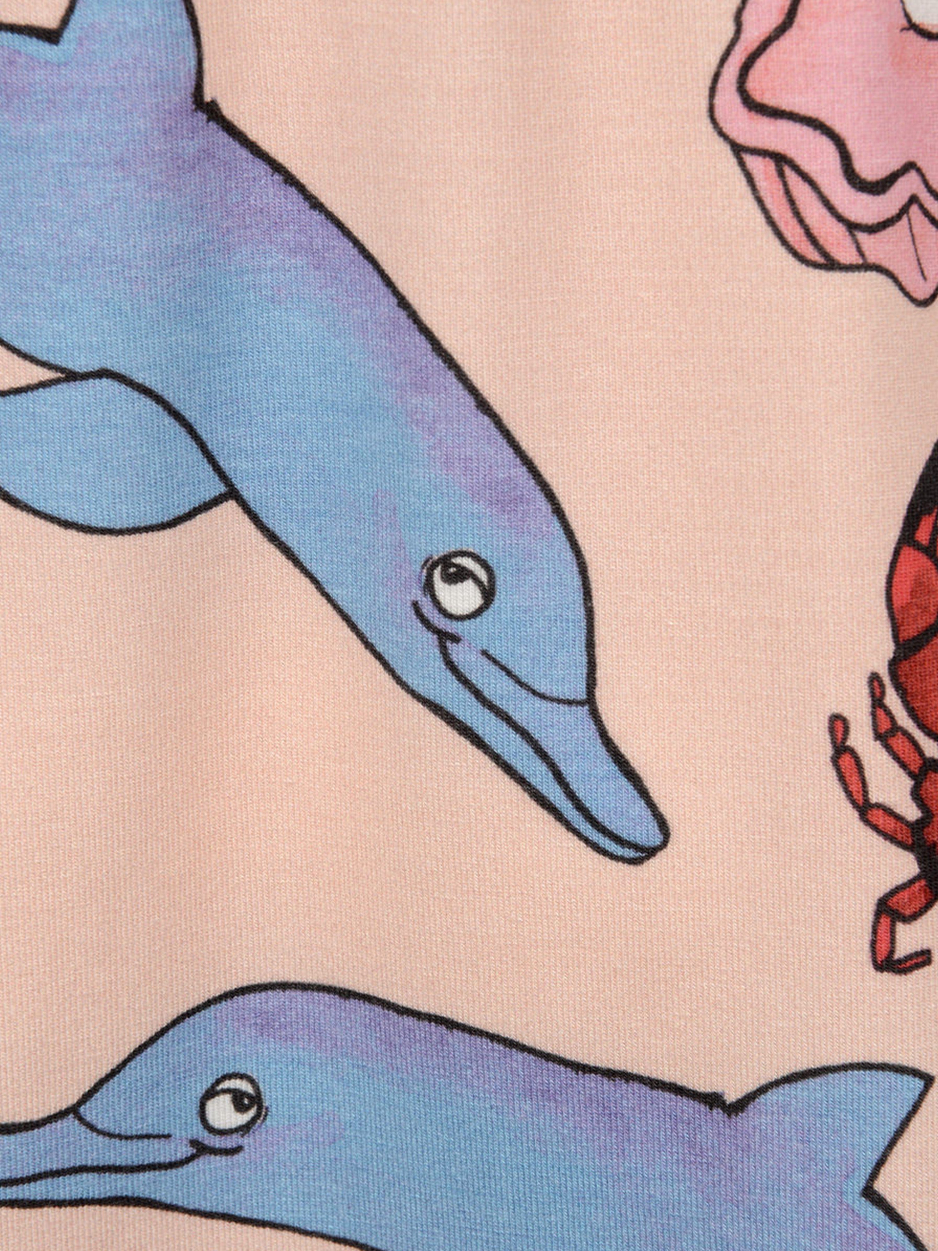 Mini Rodini Girls Pink Cotton Dolphin Print Dress