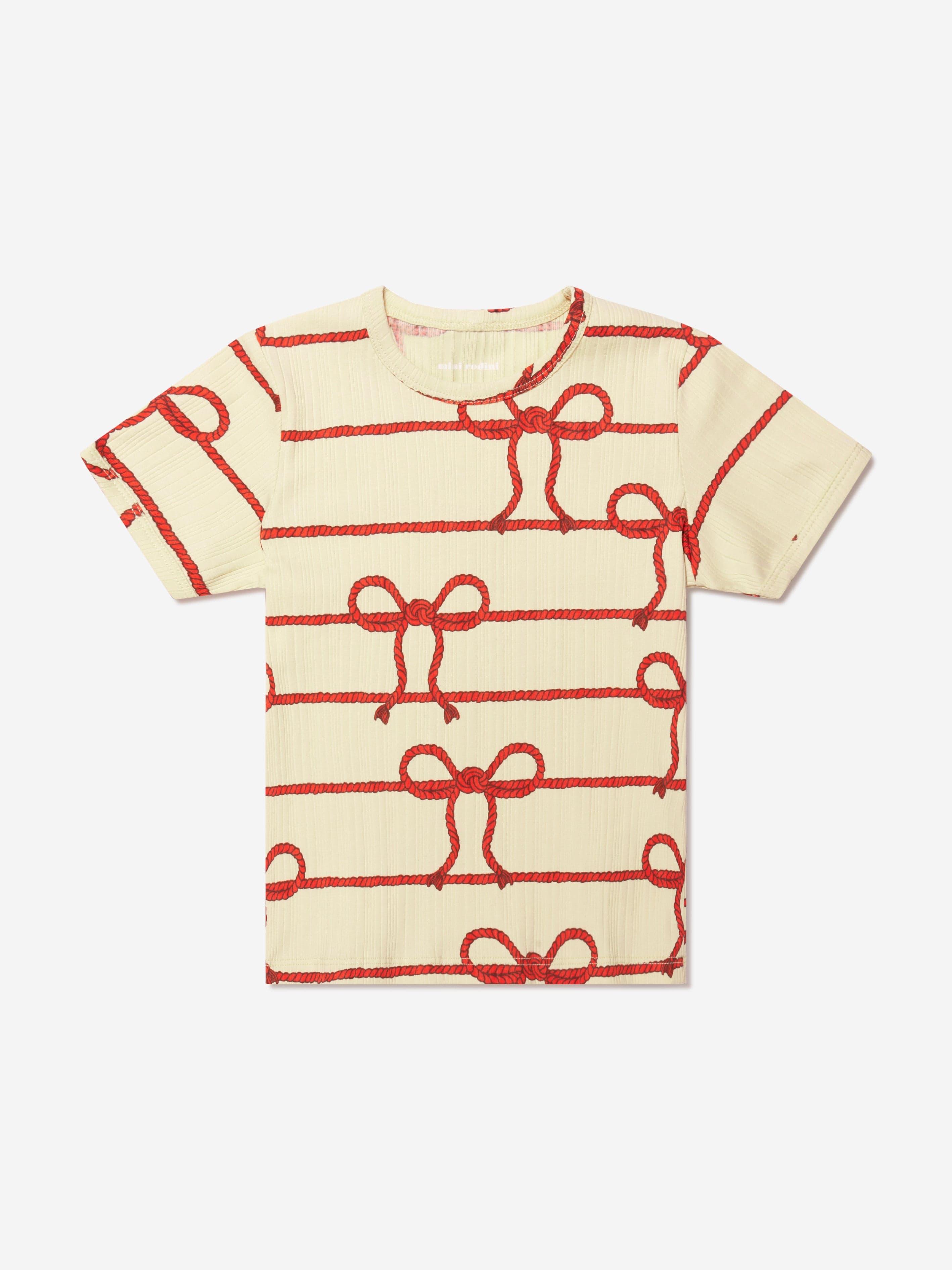 Mini Rodini Girls Rope Print T-Shirt in Yellow