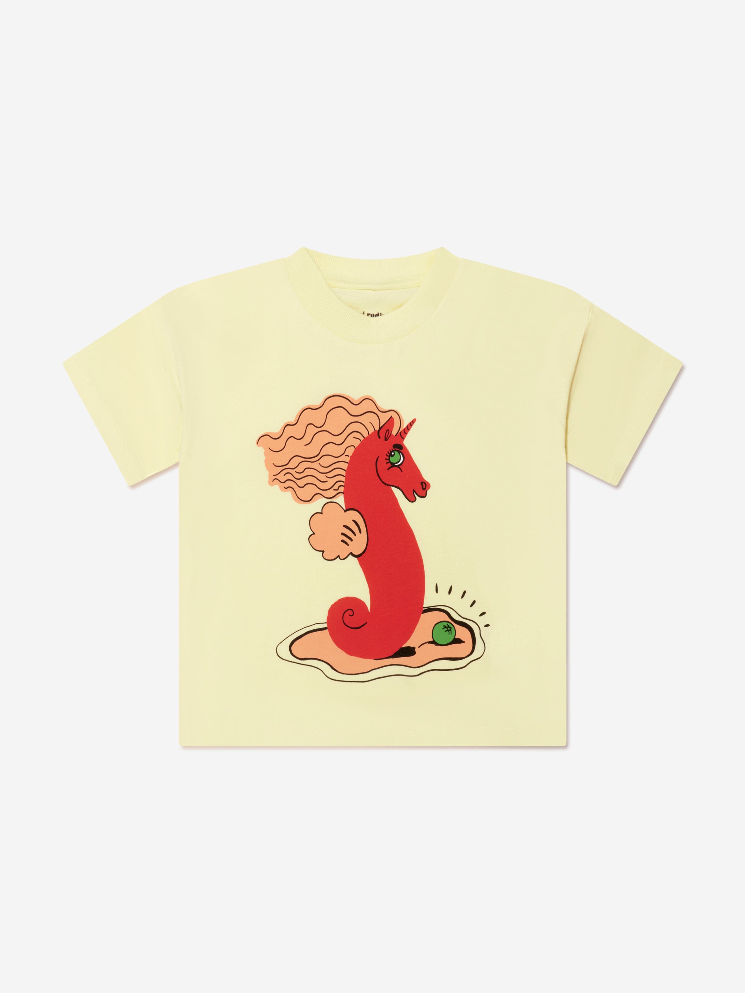 Mini Rodini Kids Unicorn Seahorse T-Shirt in Yellow