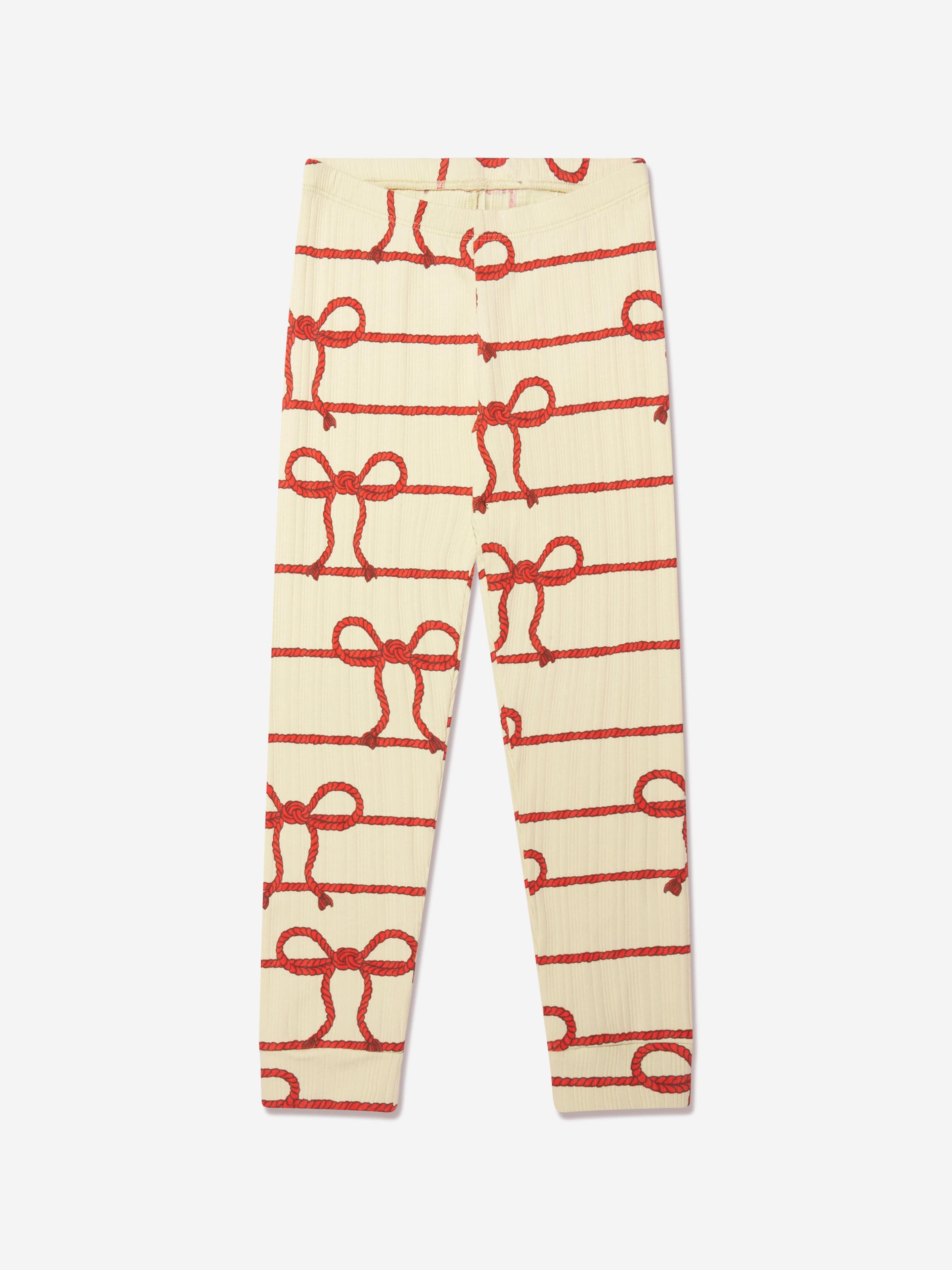 Mini Rodini Girls Rope Print Leggings in Yellow