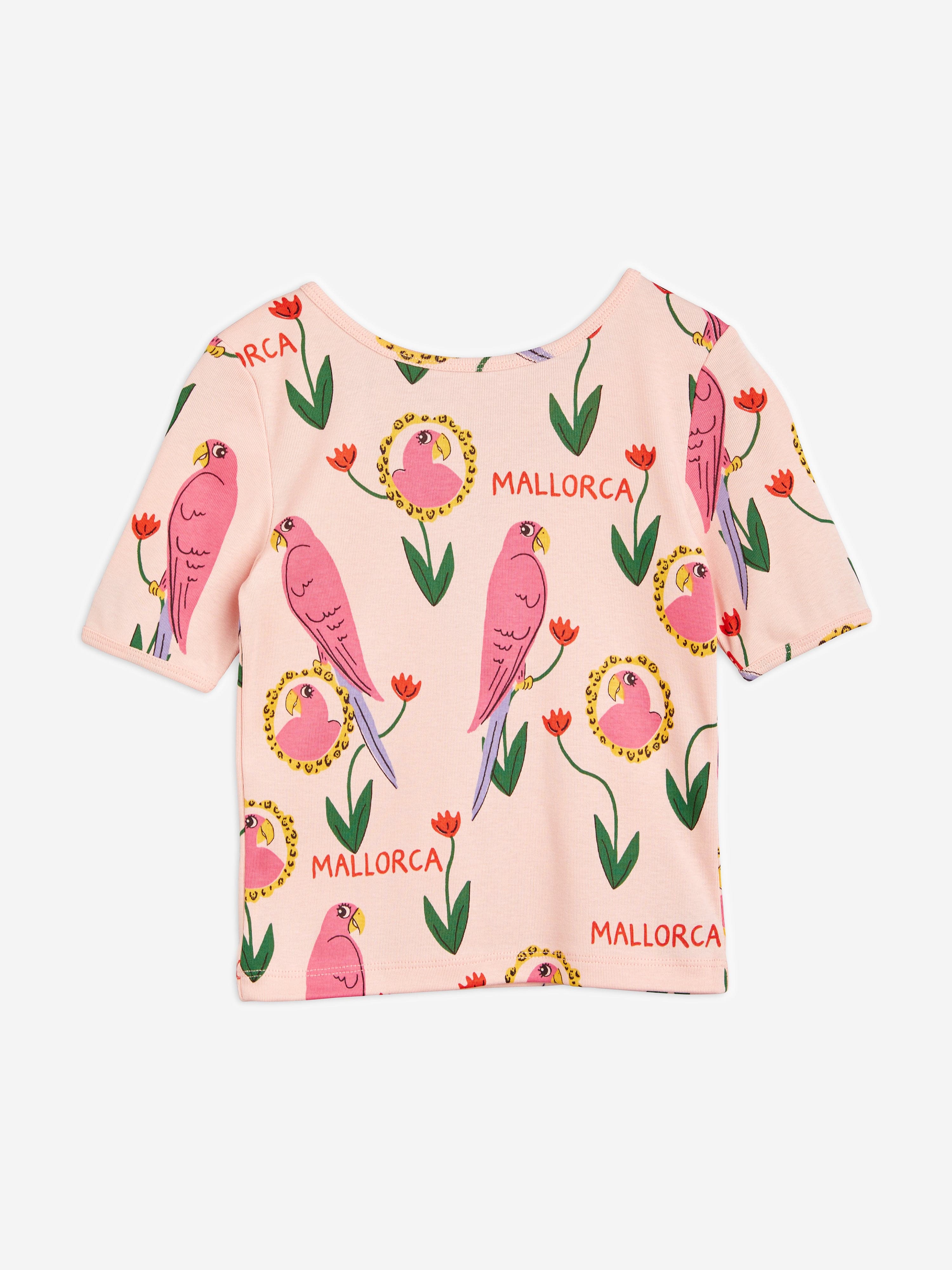 Mini Rodini Girls Parrot Print Ballet T-Shirt in Pink