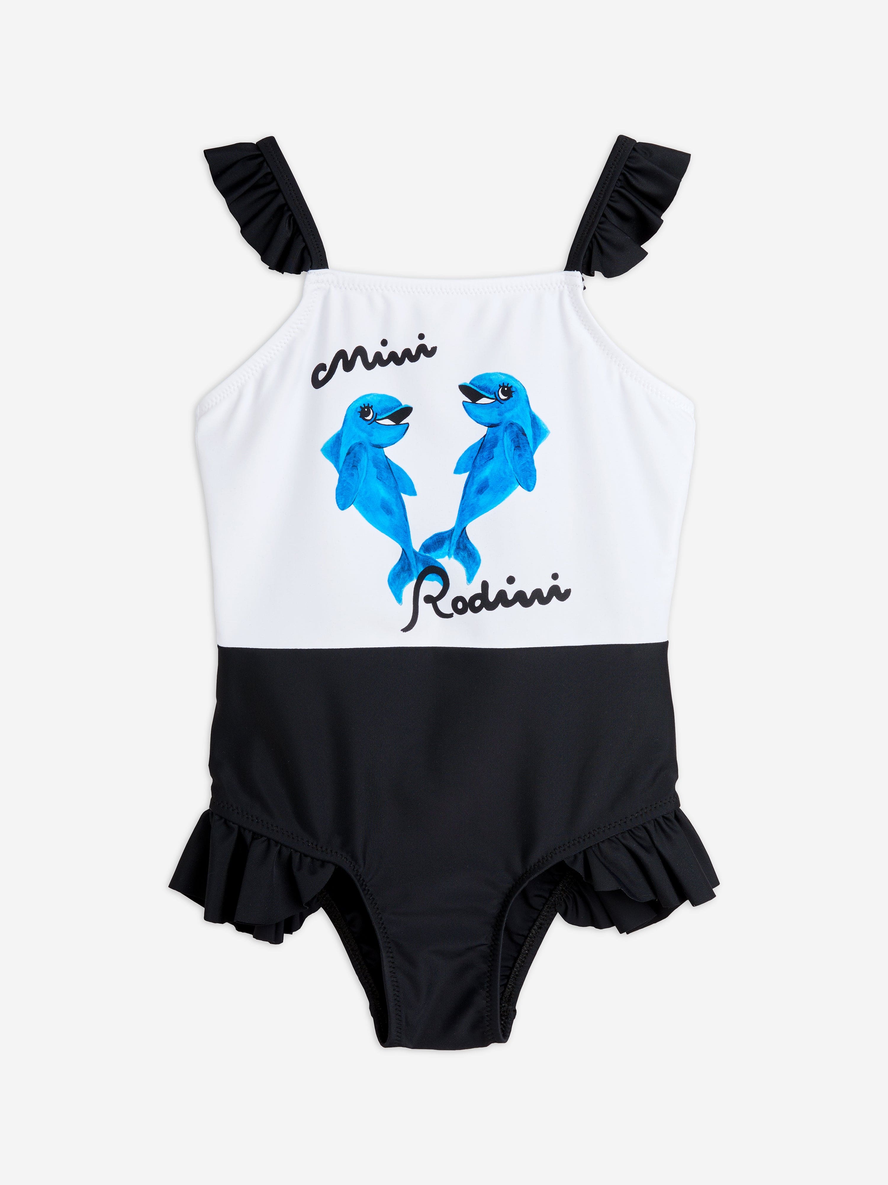 Mini Rodini Girls Dolphins Frill Swimsuit in Multicolour