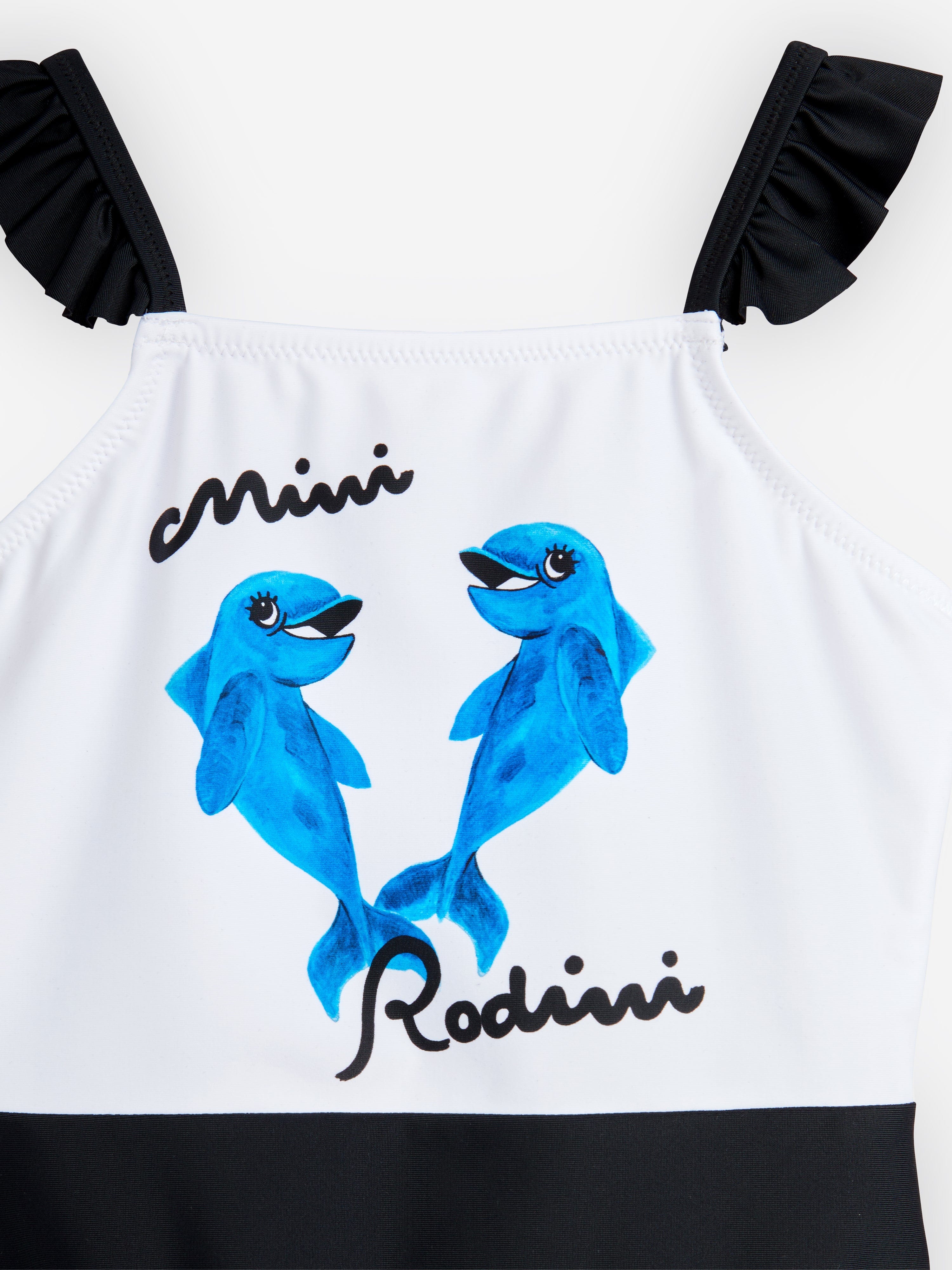 Mini Rodini Girls Dolphins Frill Swimsuit in Multicolour