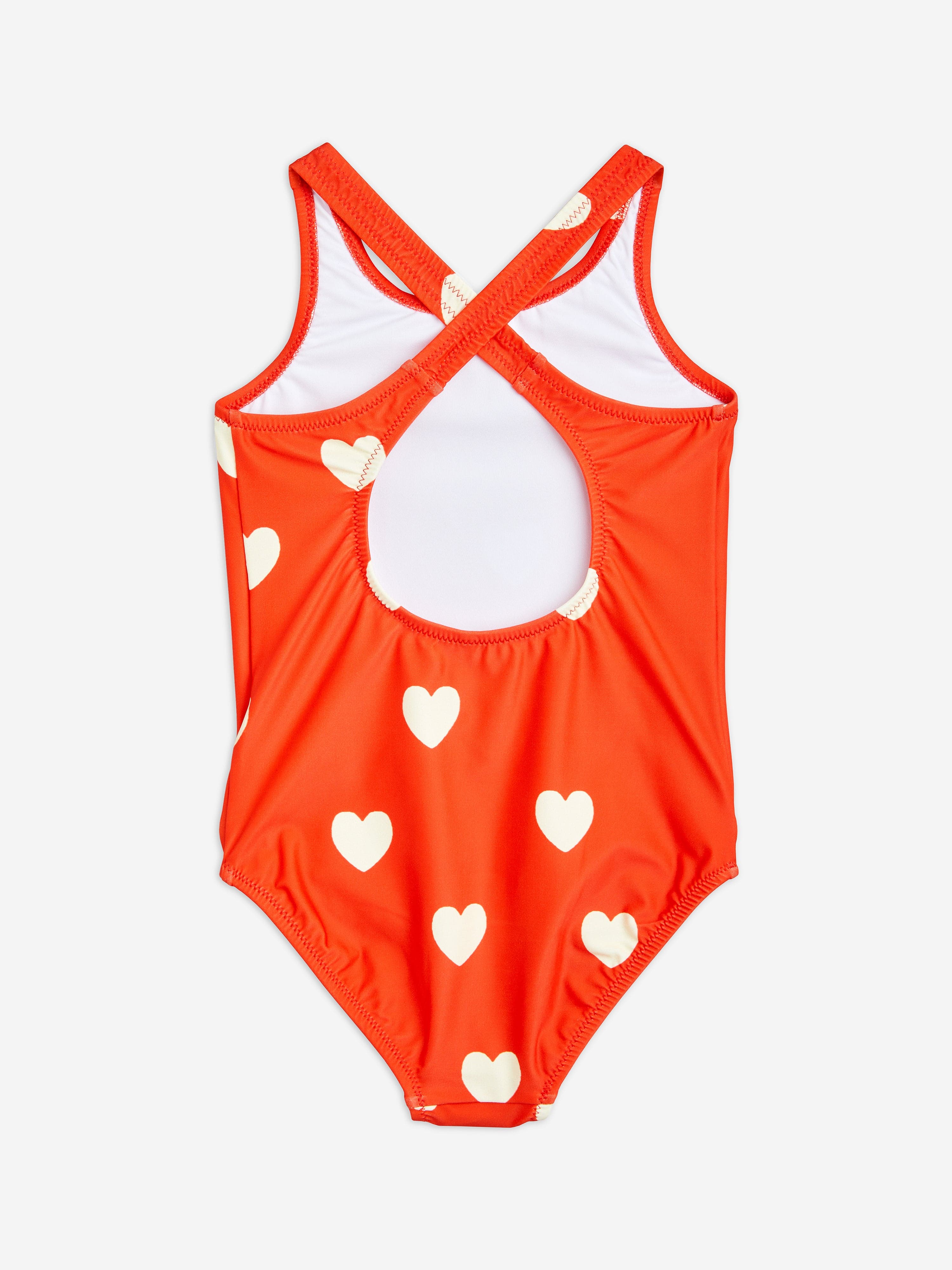 Mini Rodini Girls Heart Print Swimsuit in Red