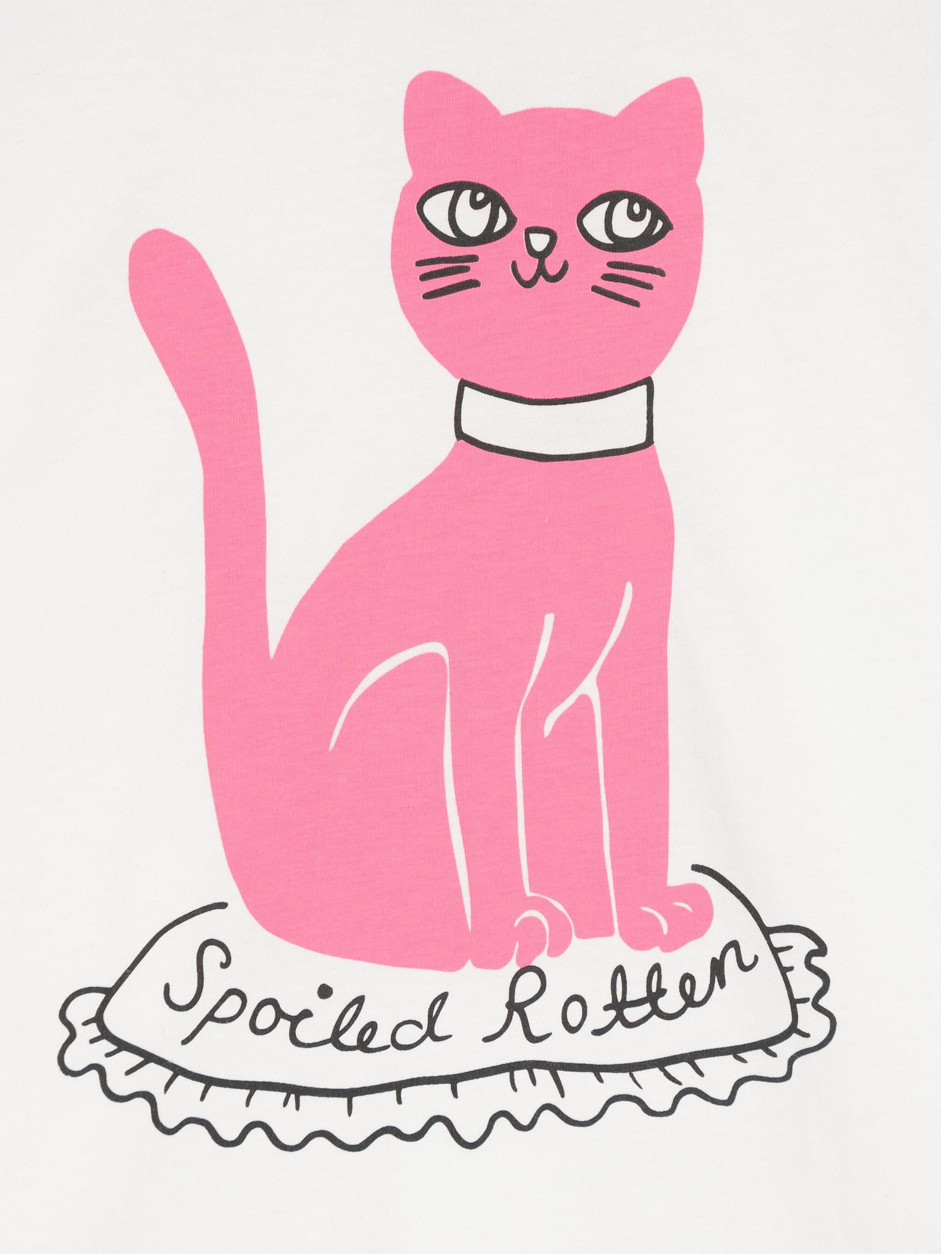 Mini Rodini Kids Cat T-Shirt in White