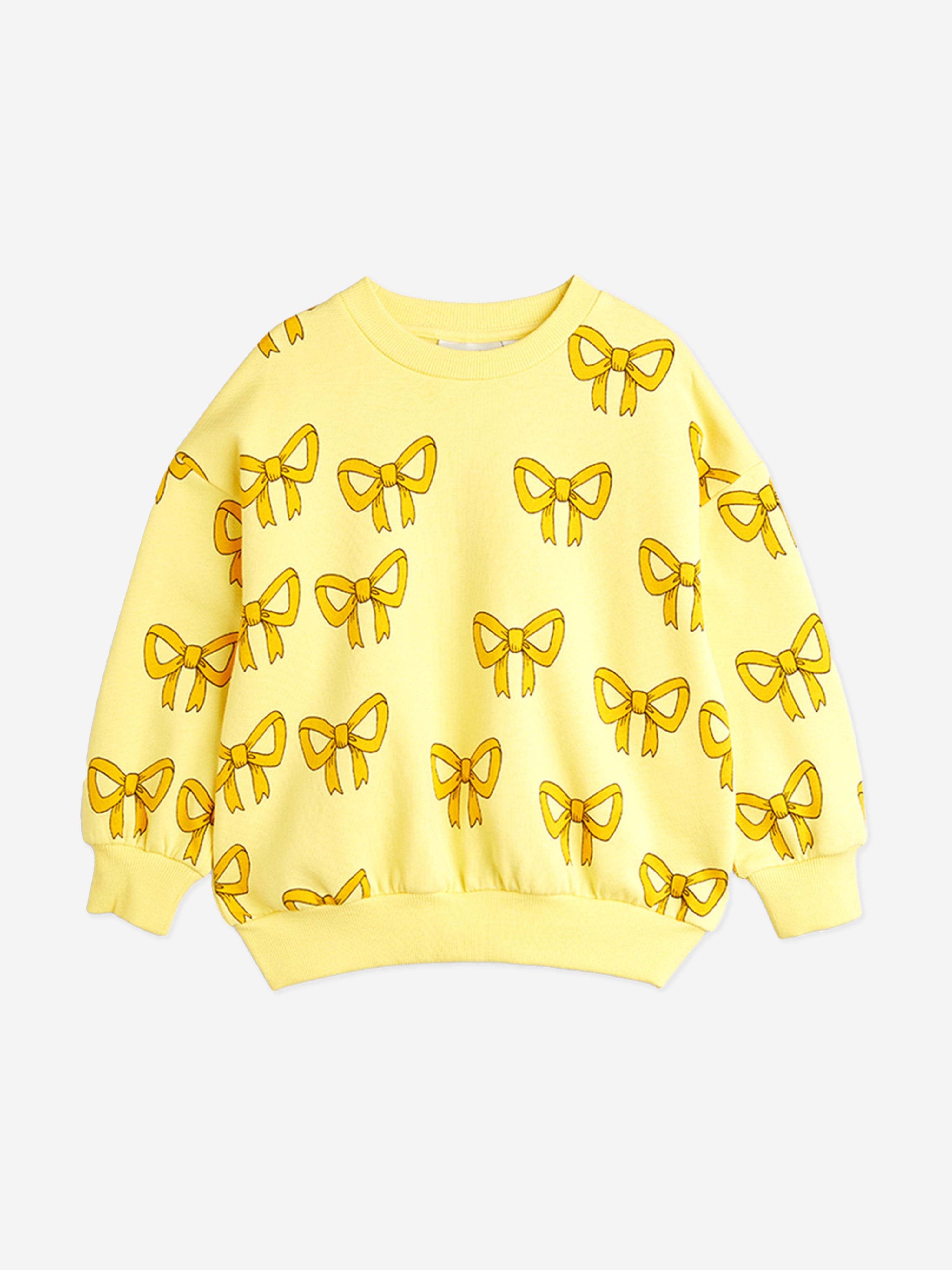 Mini Rodini Girls Bow Sweatshirt in Yellow