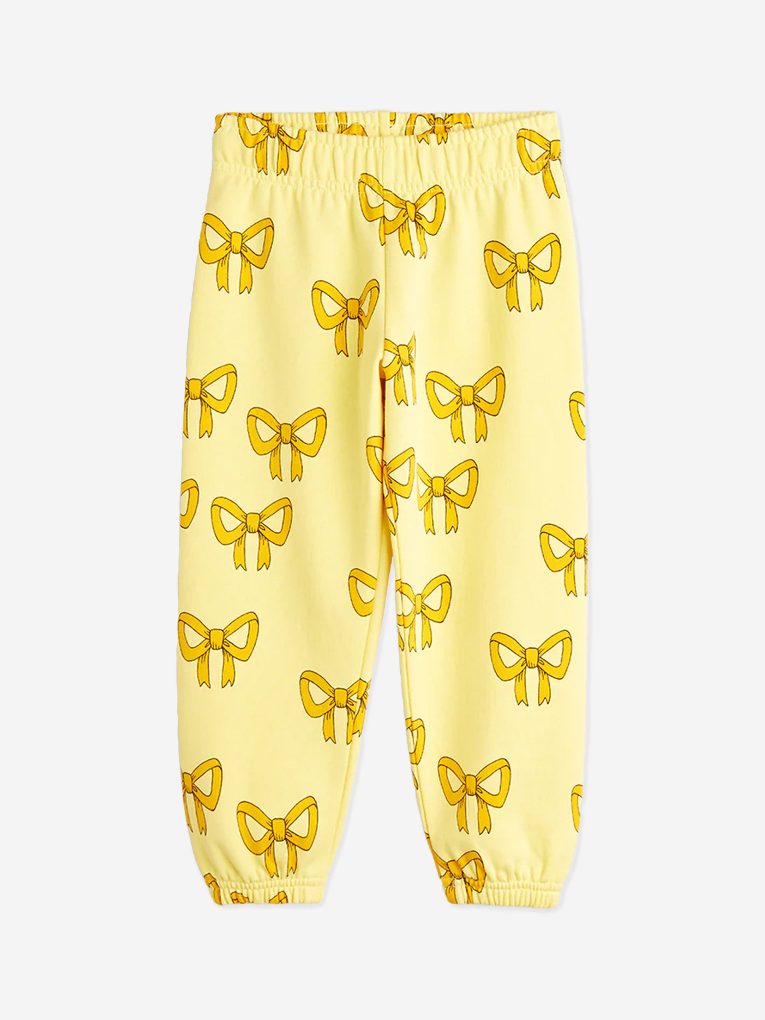 Mini Rodini Girls Bow Joggers in Yellow