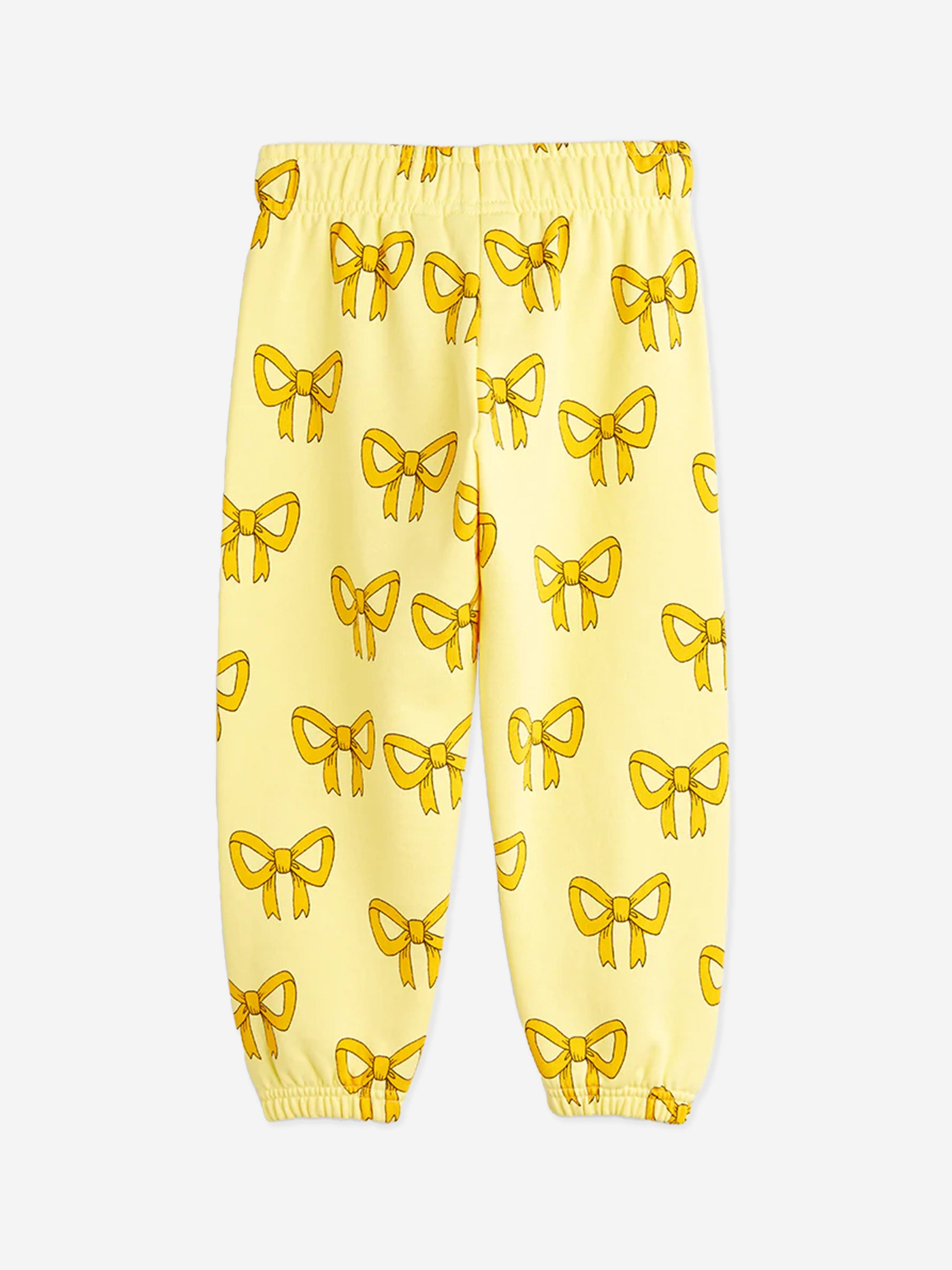 Mini Rodini Girls Bow Joggers in Yellow