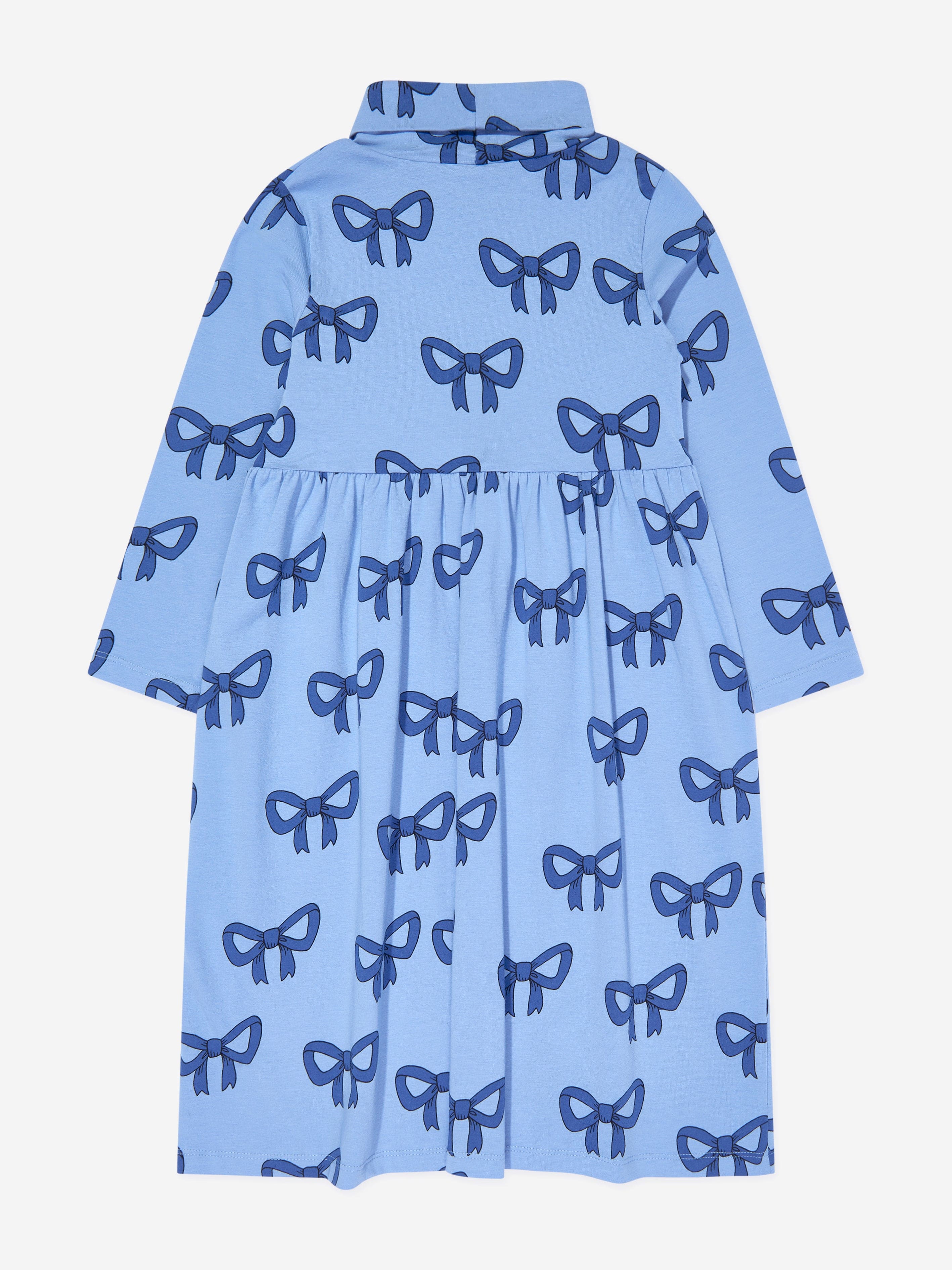 Mini Rodini Girls Bow Print Dress in Blue