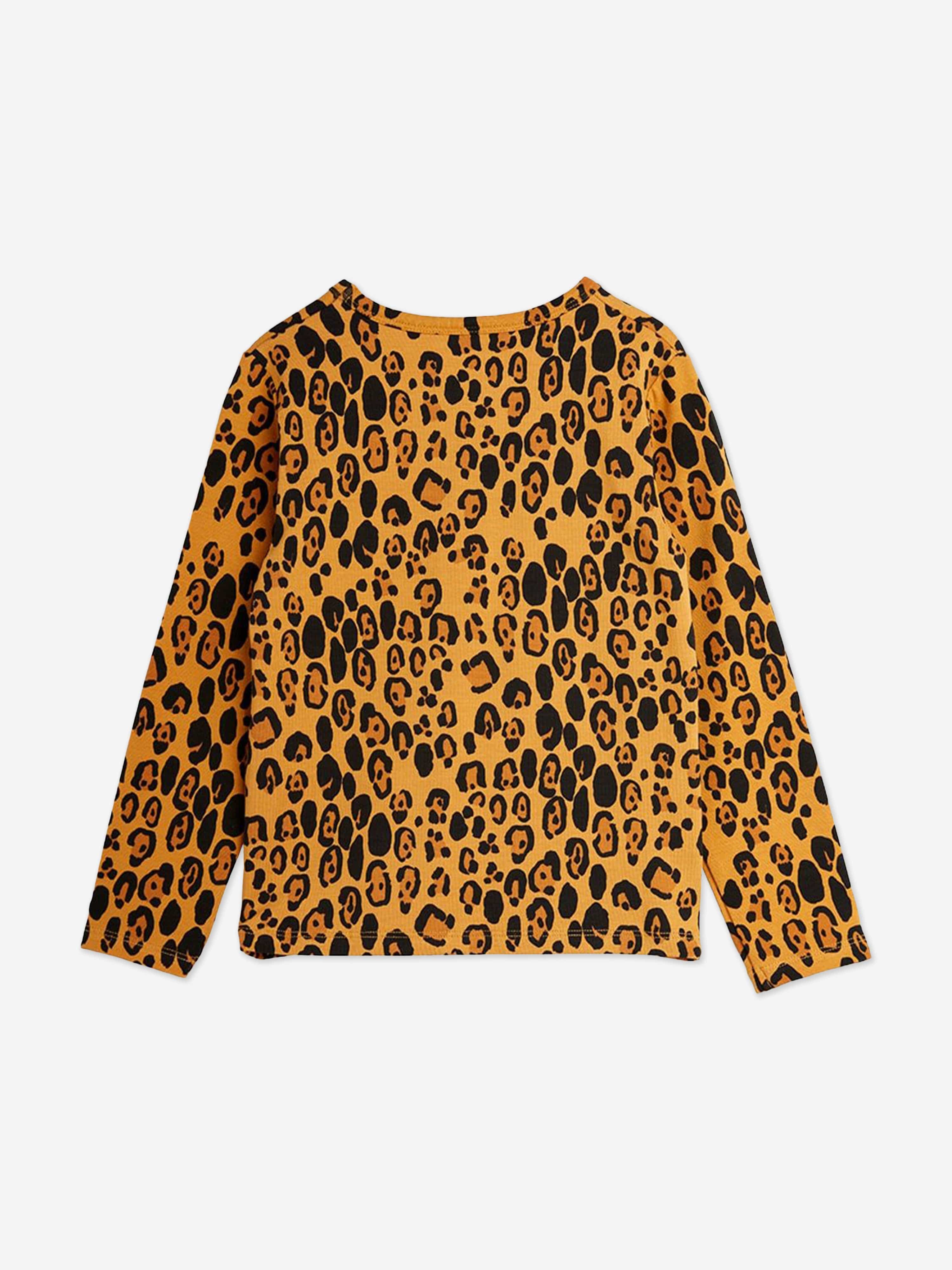 Mini Rodini Girls Leopard Long Sleeve T-Shirt in Brown