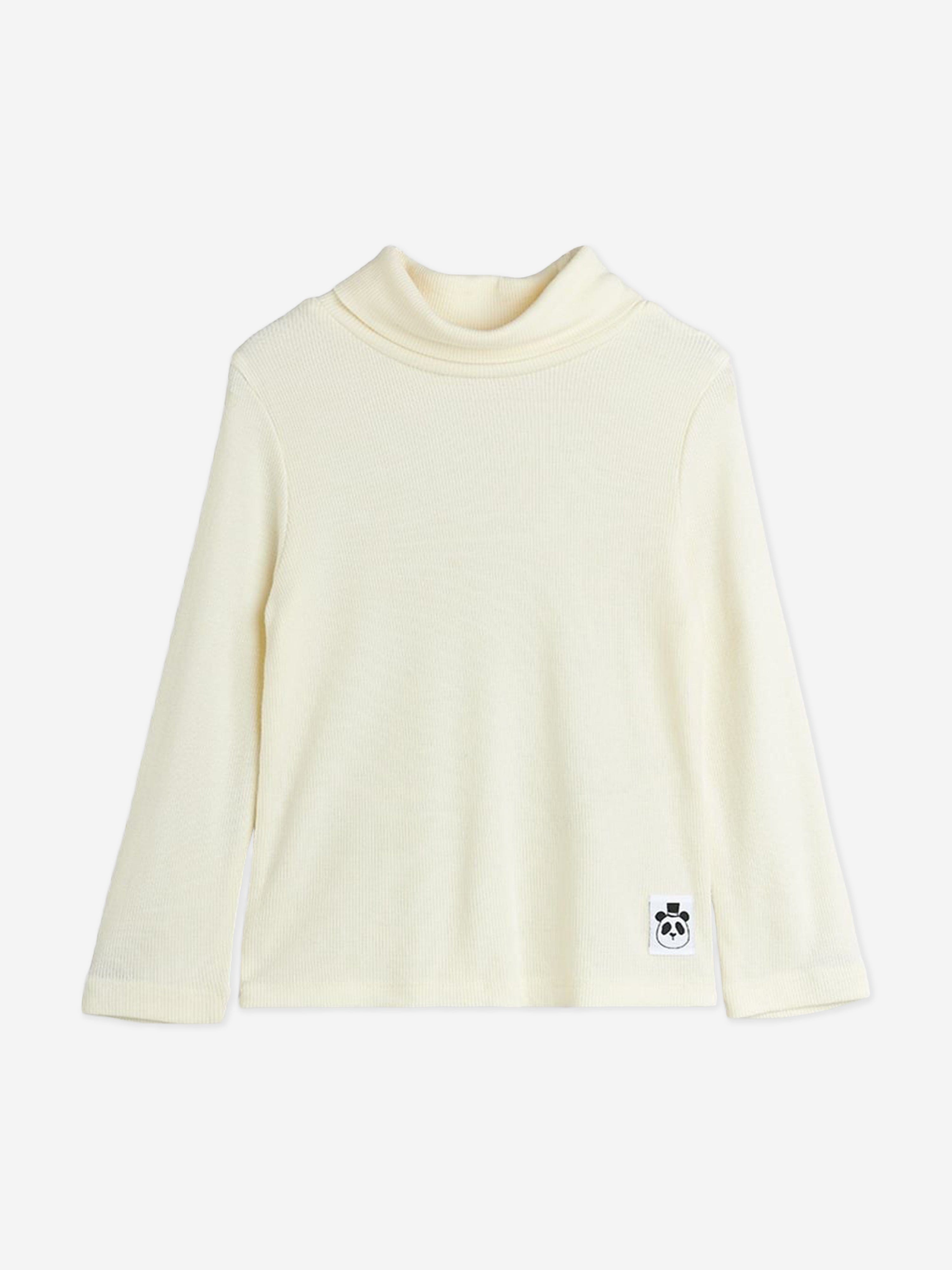 Mini Rodini Girls Ribbed Turtleneck Top in Ivory