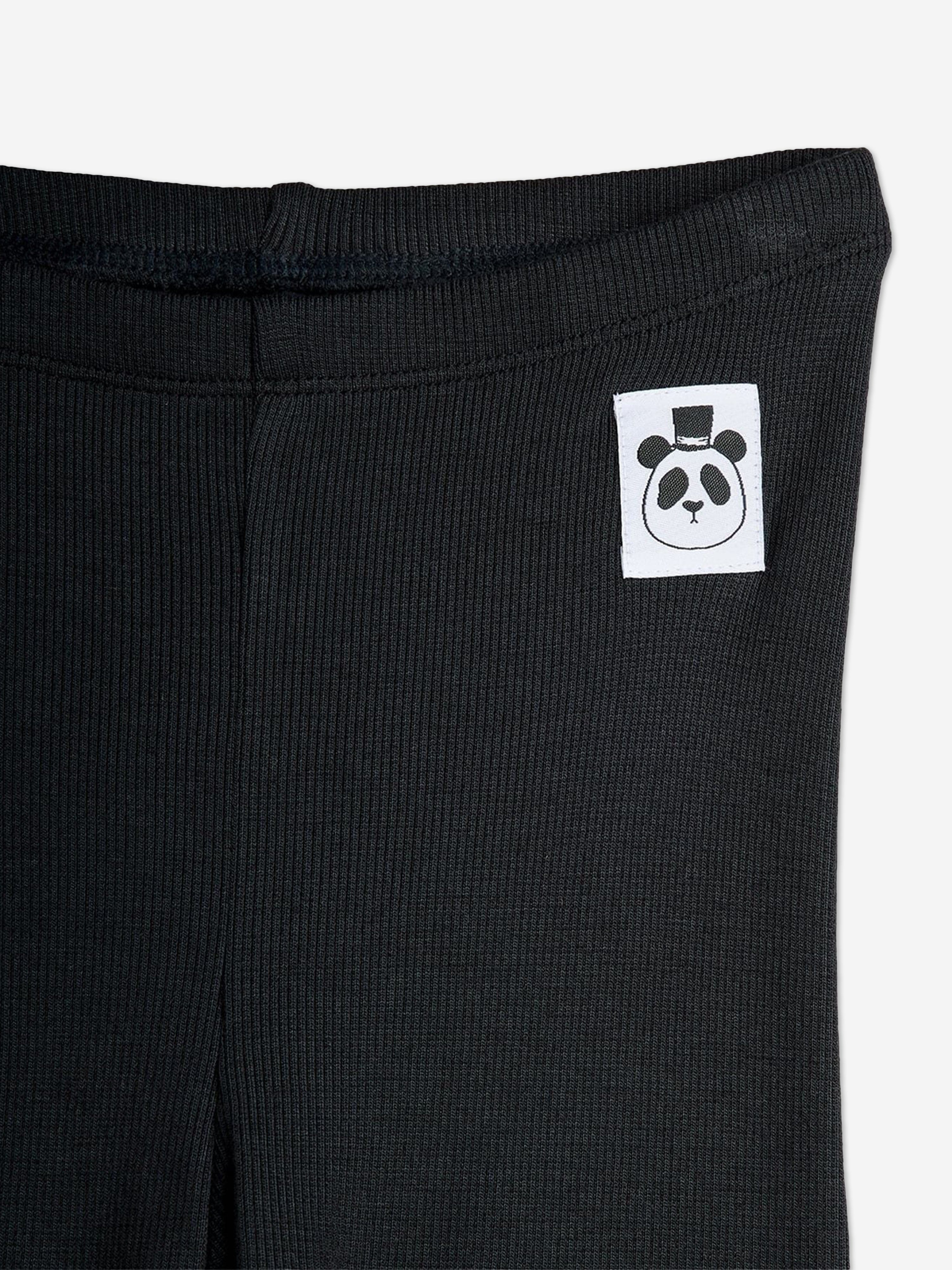 Mini Rodini Girls Ribbed Leggings in Black
