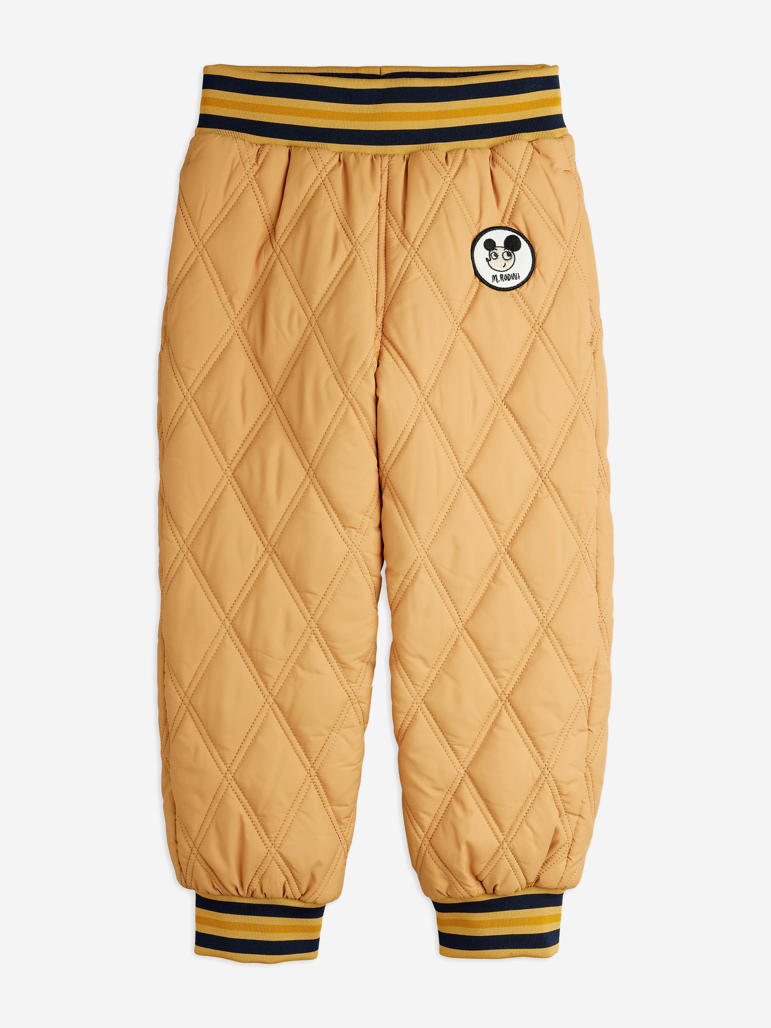 Mini Rodini Kids Ritzratz Patch Quilted Trousers in Beige