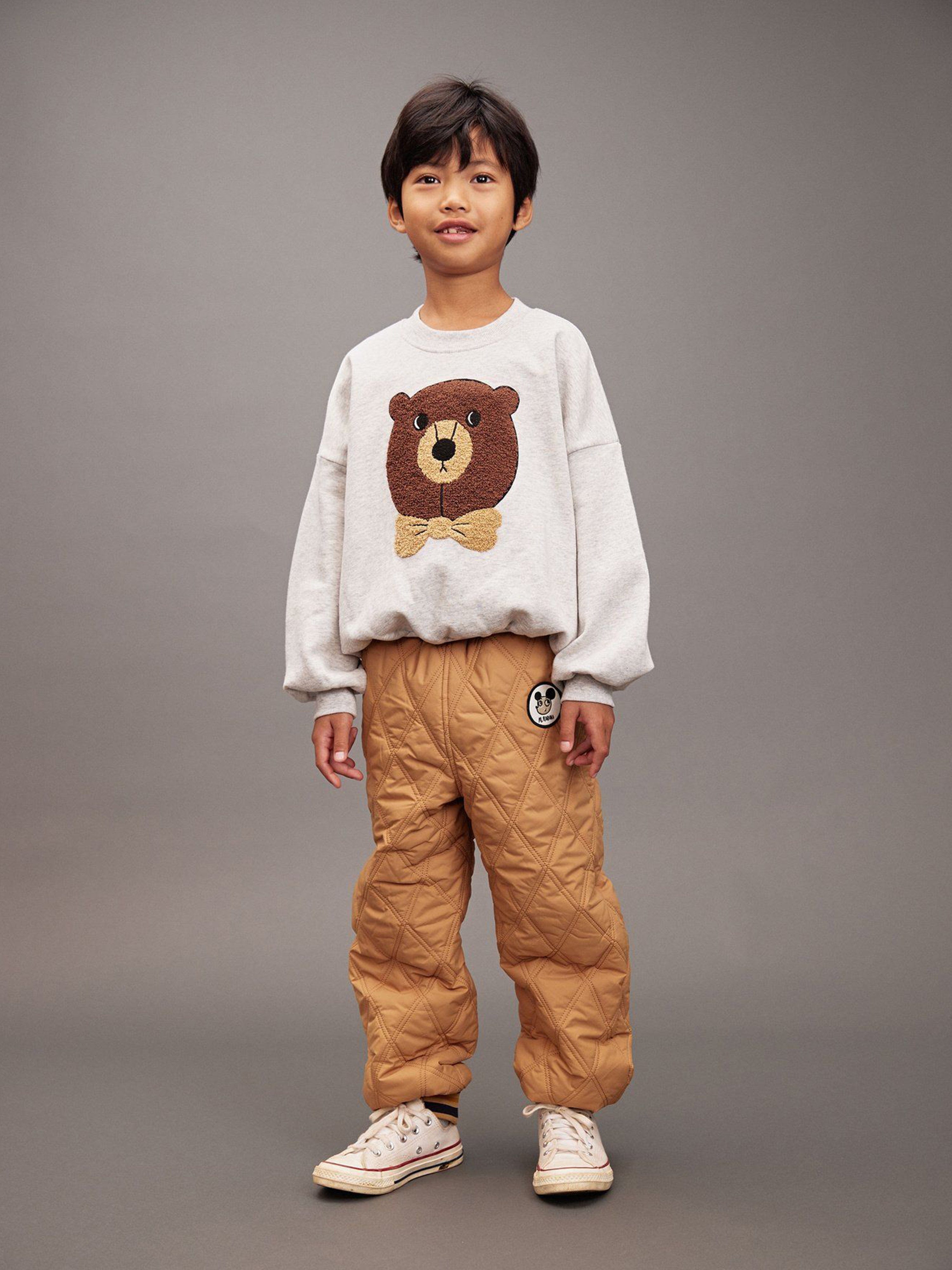 Mini Rodini Kids Ritzratz Patch Quilted Trousers in Beige