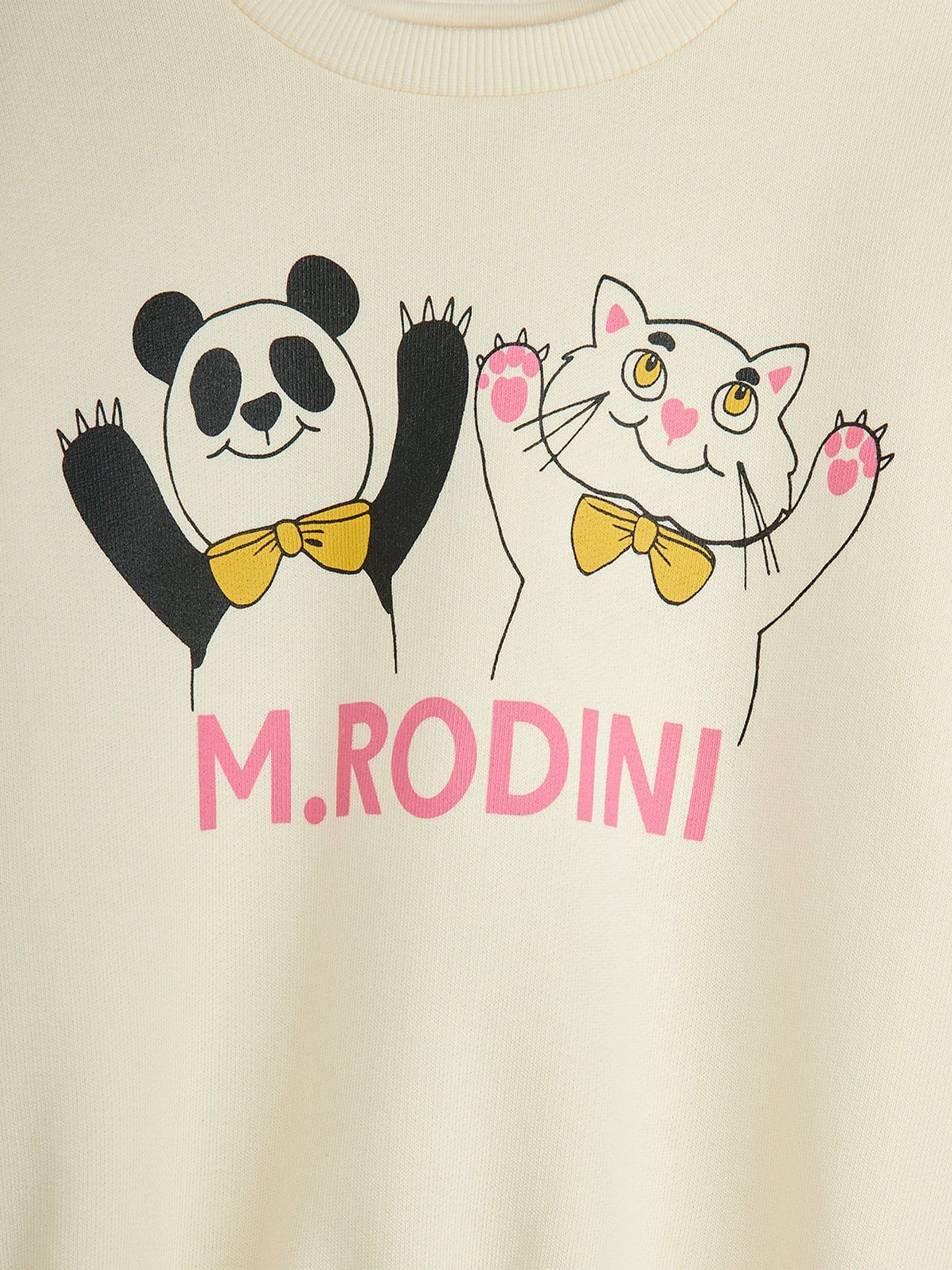 Mini Rodini Kids Panda and Cat Sweatshirt in Ivory