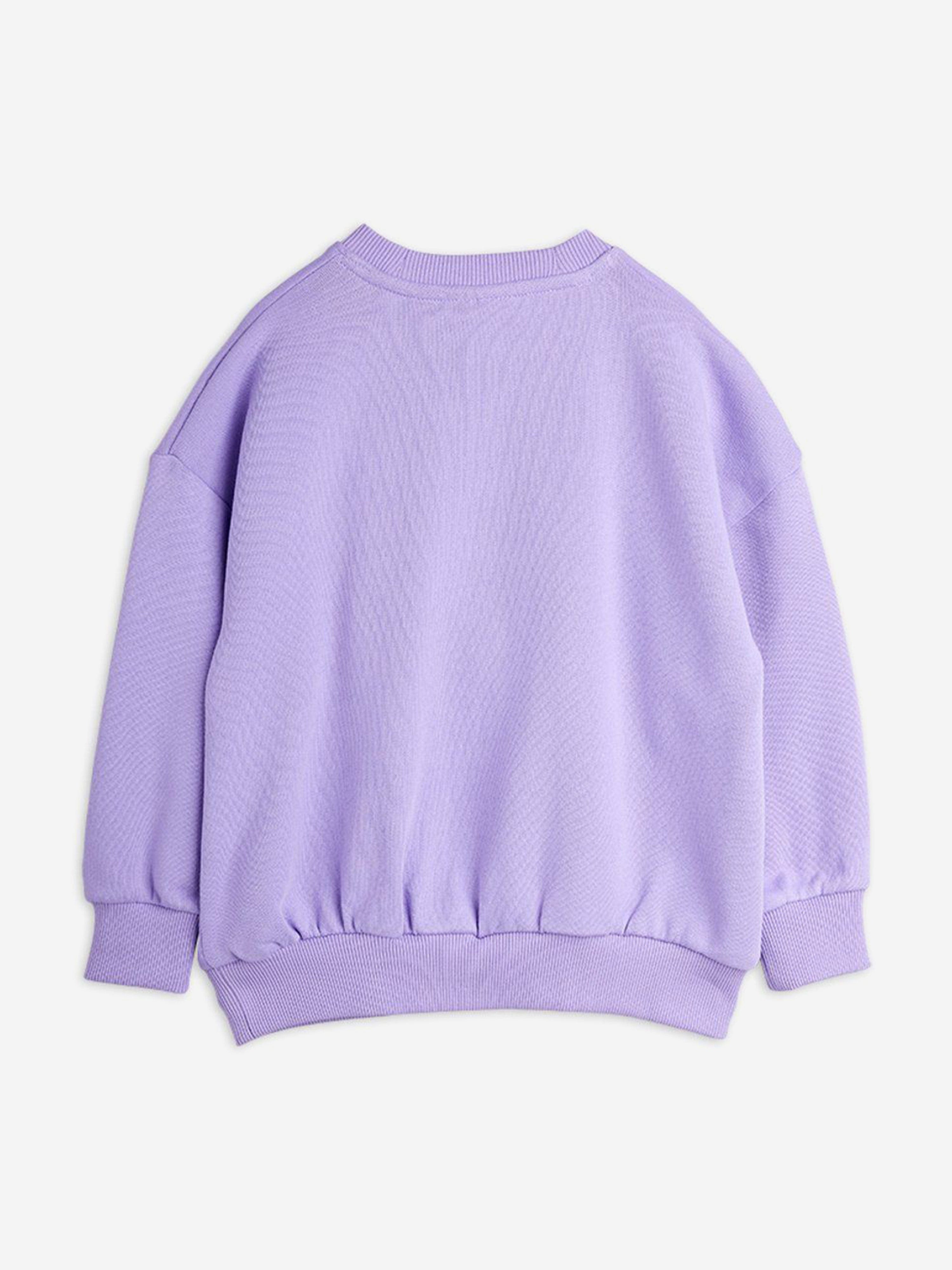 Mini Rodini Girls Cat with Bow Tie Sweatshirt in Purple