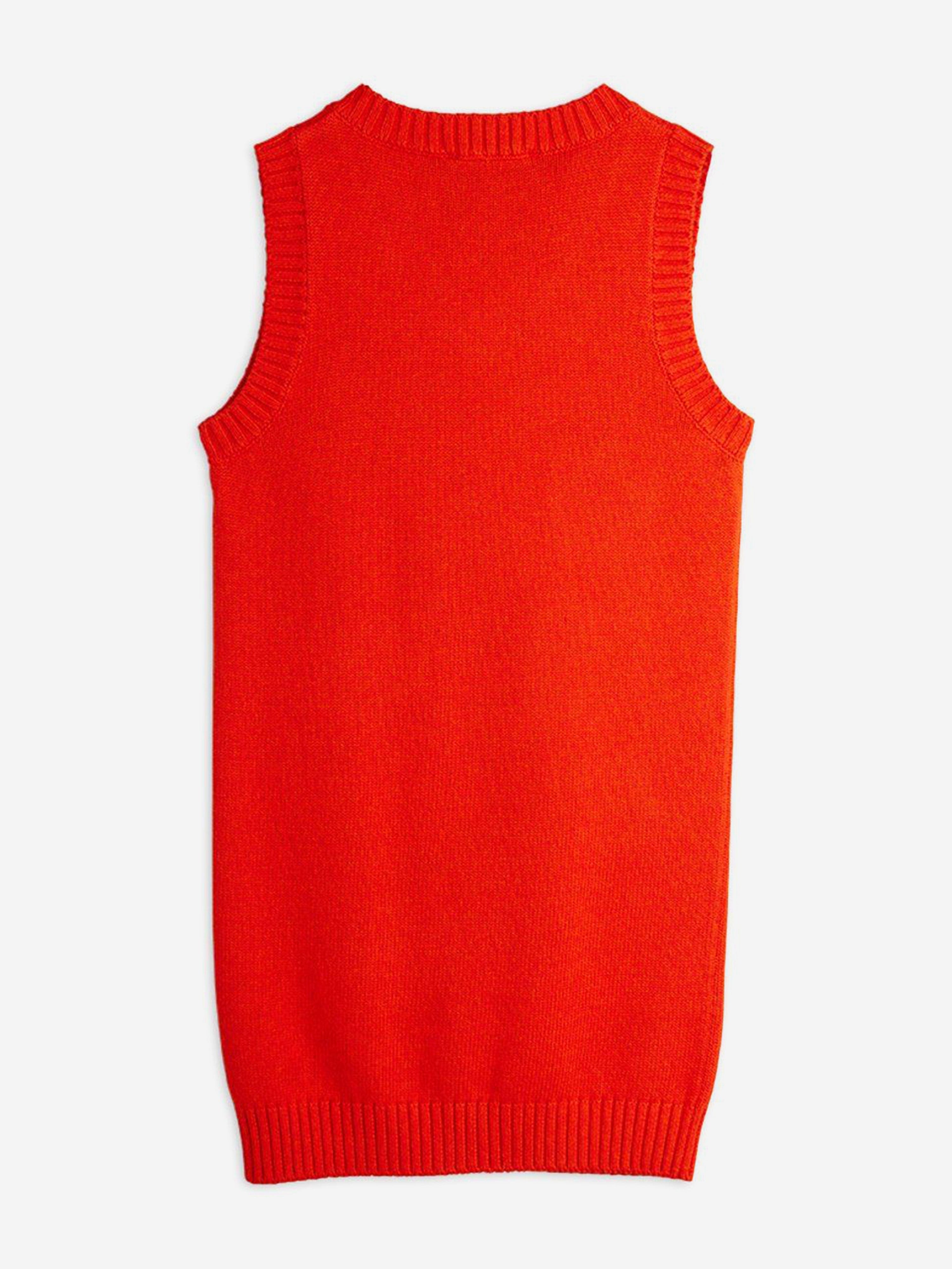 Mini Rodini Girls Knitted Flower Vest Dress in Red