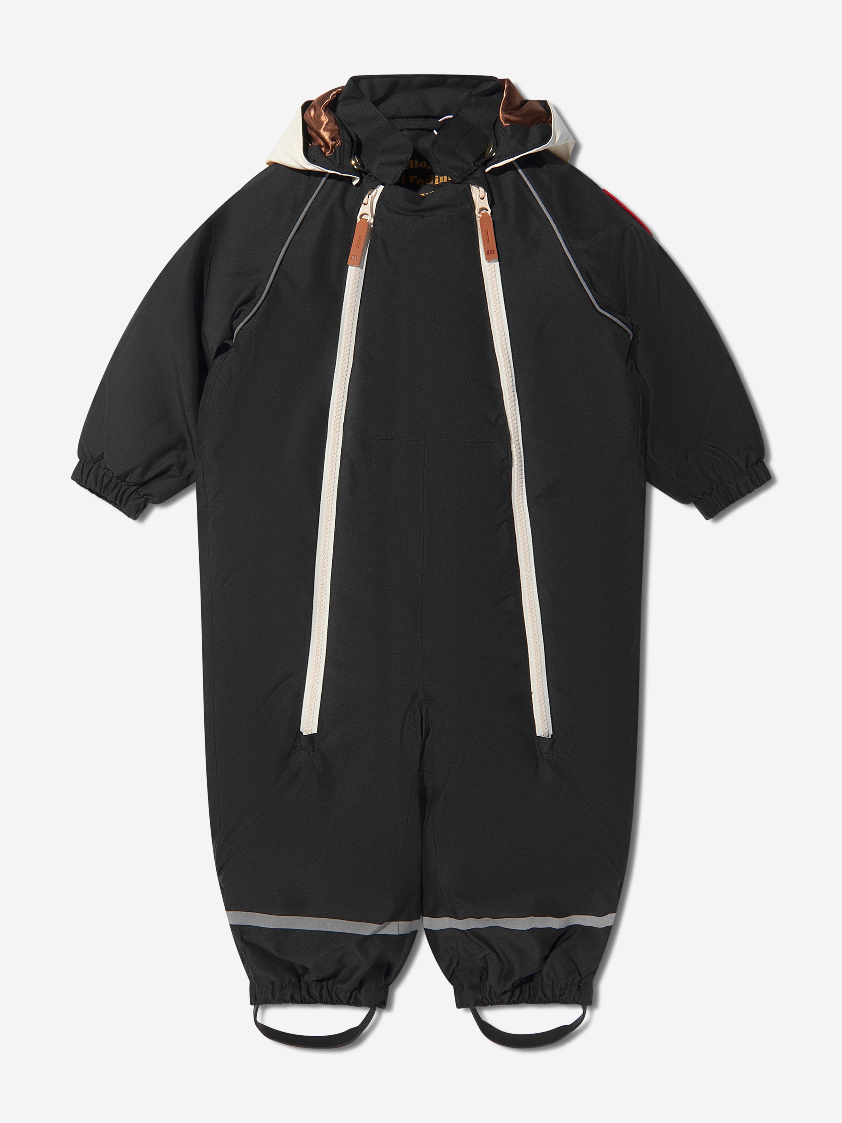 Mini Rodini Baby Alaska Panda Snowsuit in Black