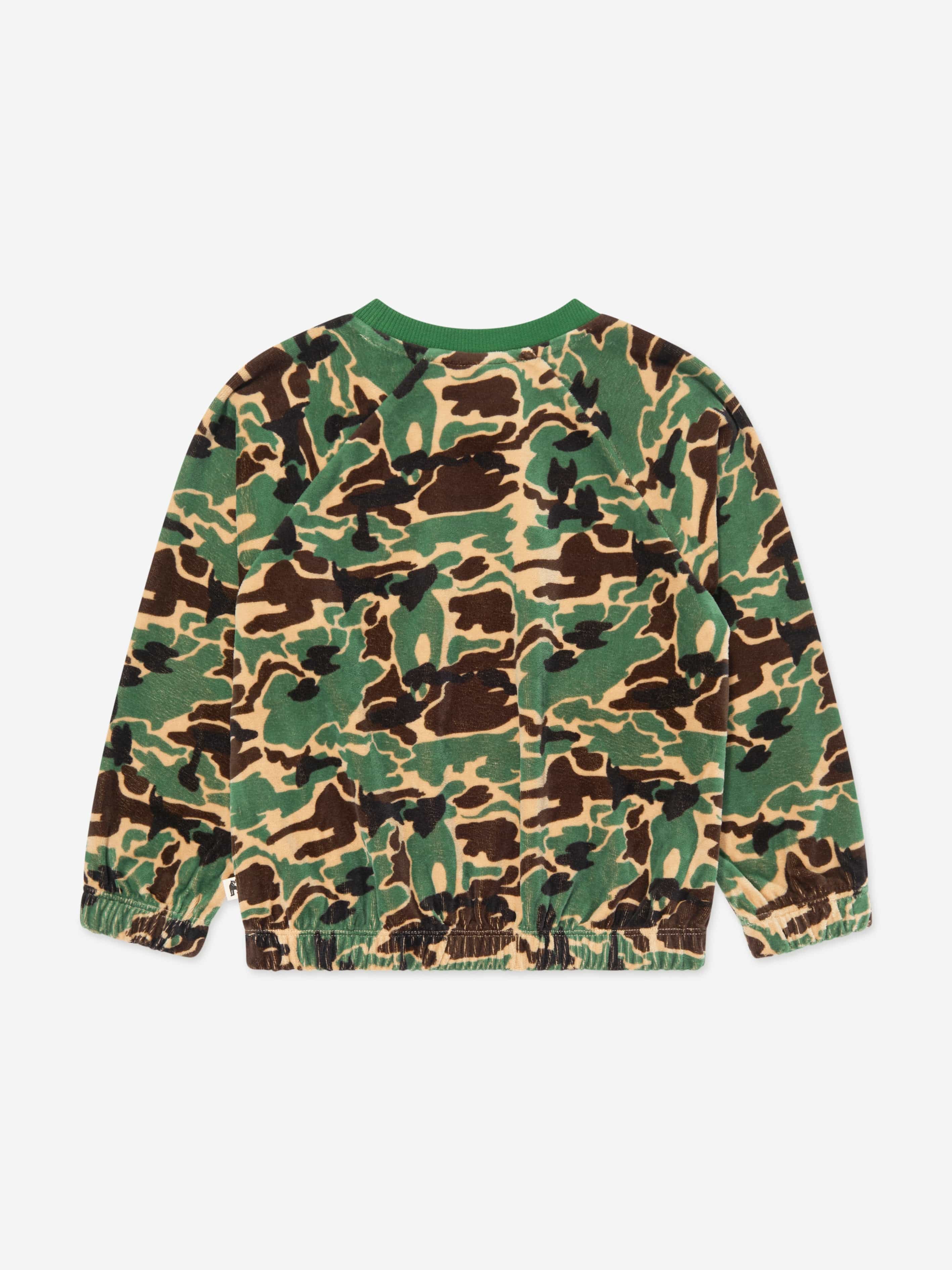 Mini Rodini Kids Camo Veloiur Sweatshirt in Green