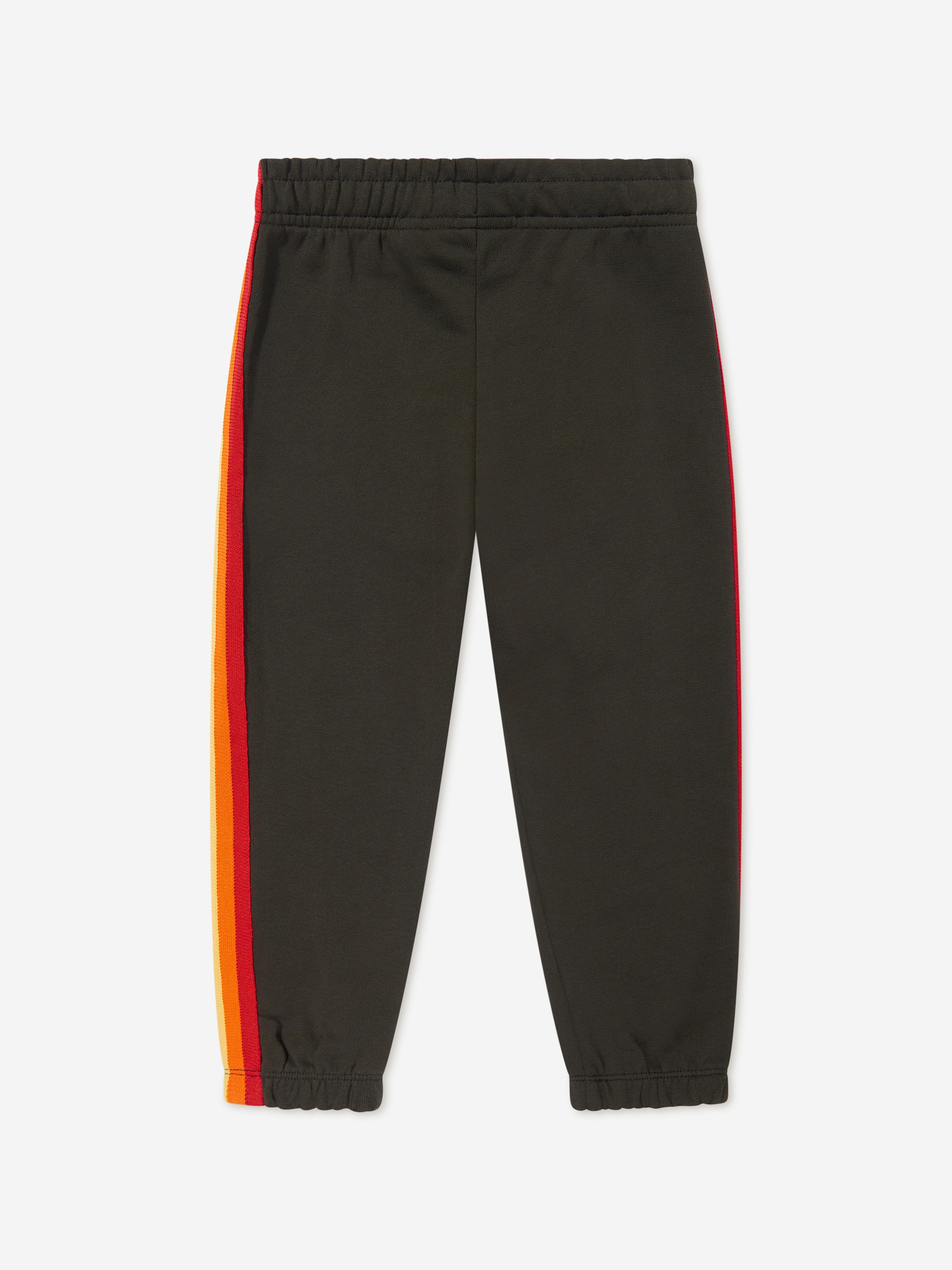 Mini Rodini Kids Rainbow Stripe Joggers in Black