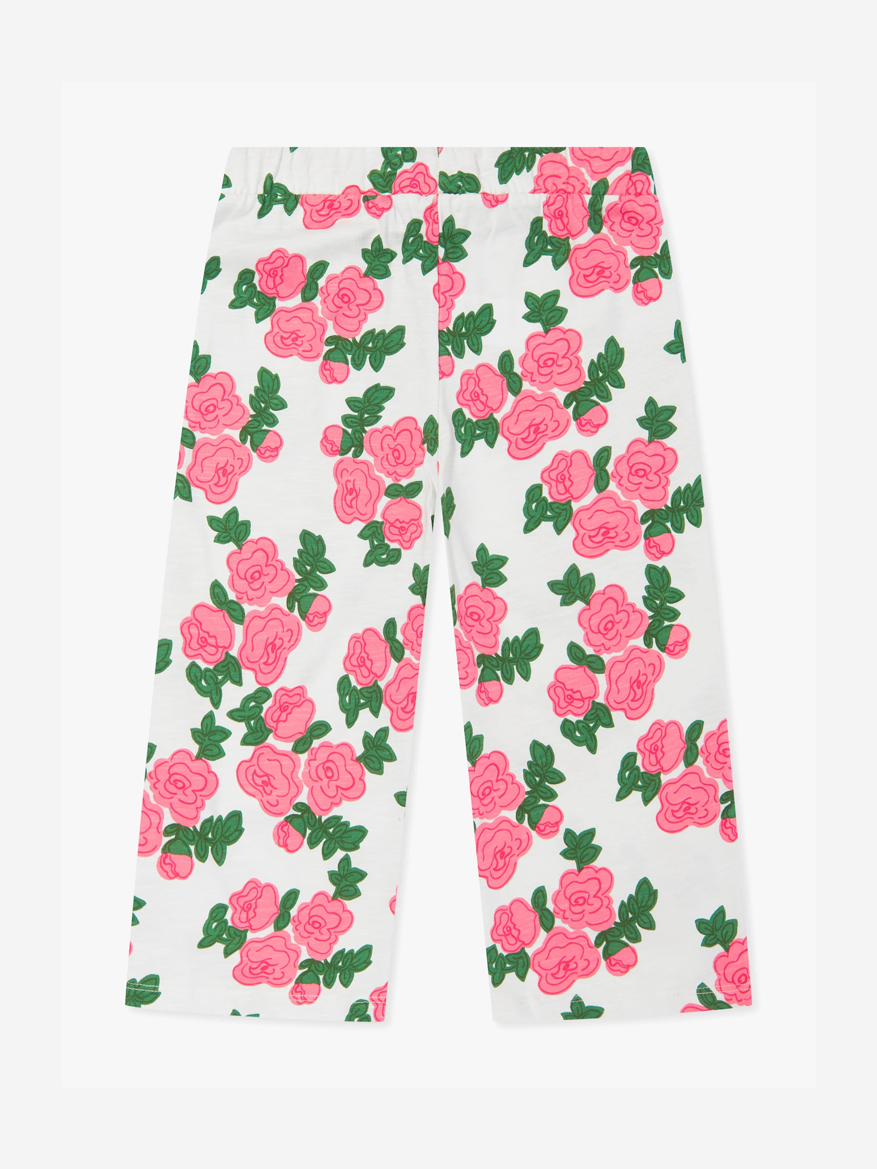 Mini Rodini Girls Rose Print Trousers in Pink