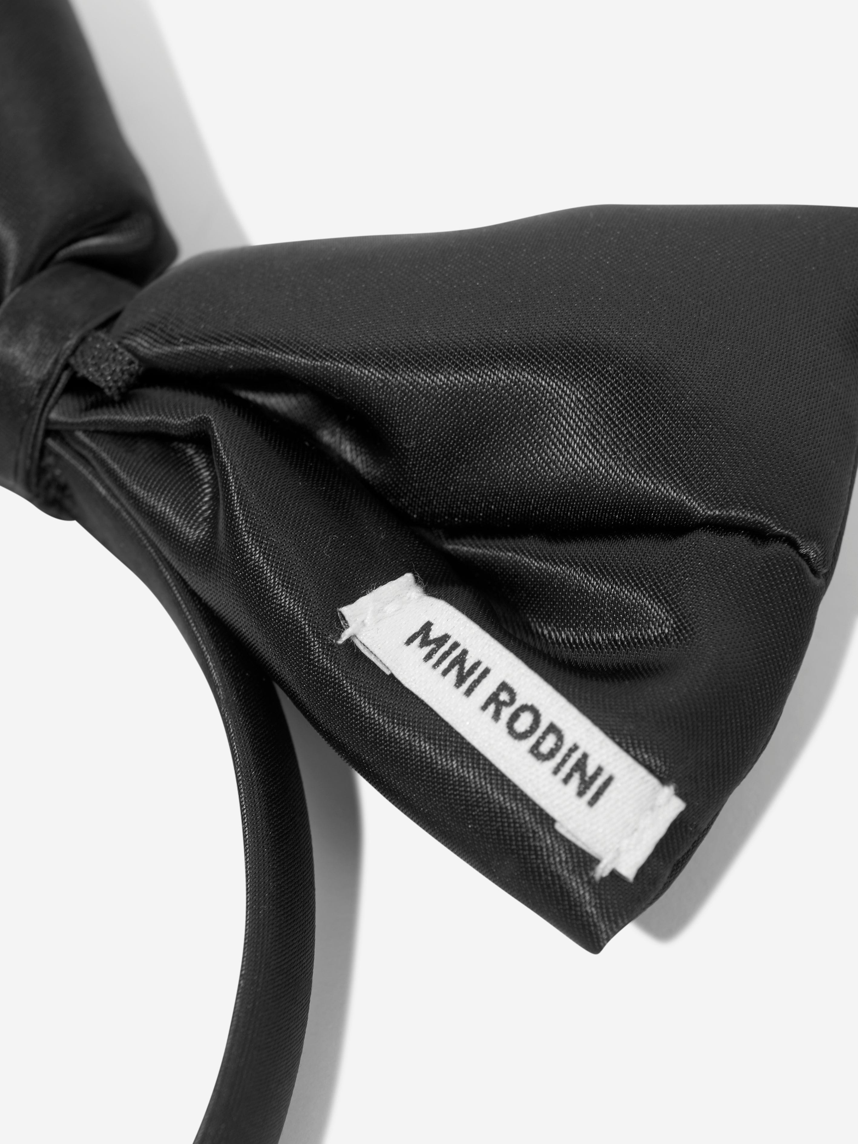 Mini Rodini Girls Satin Bow Headband in Black