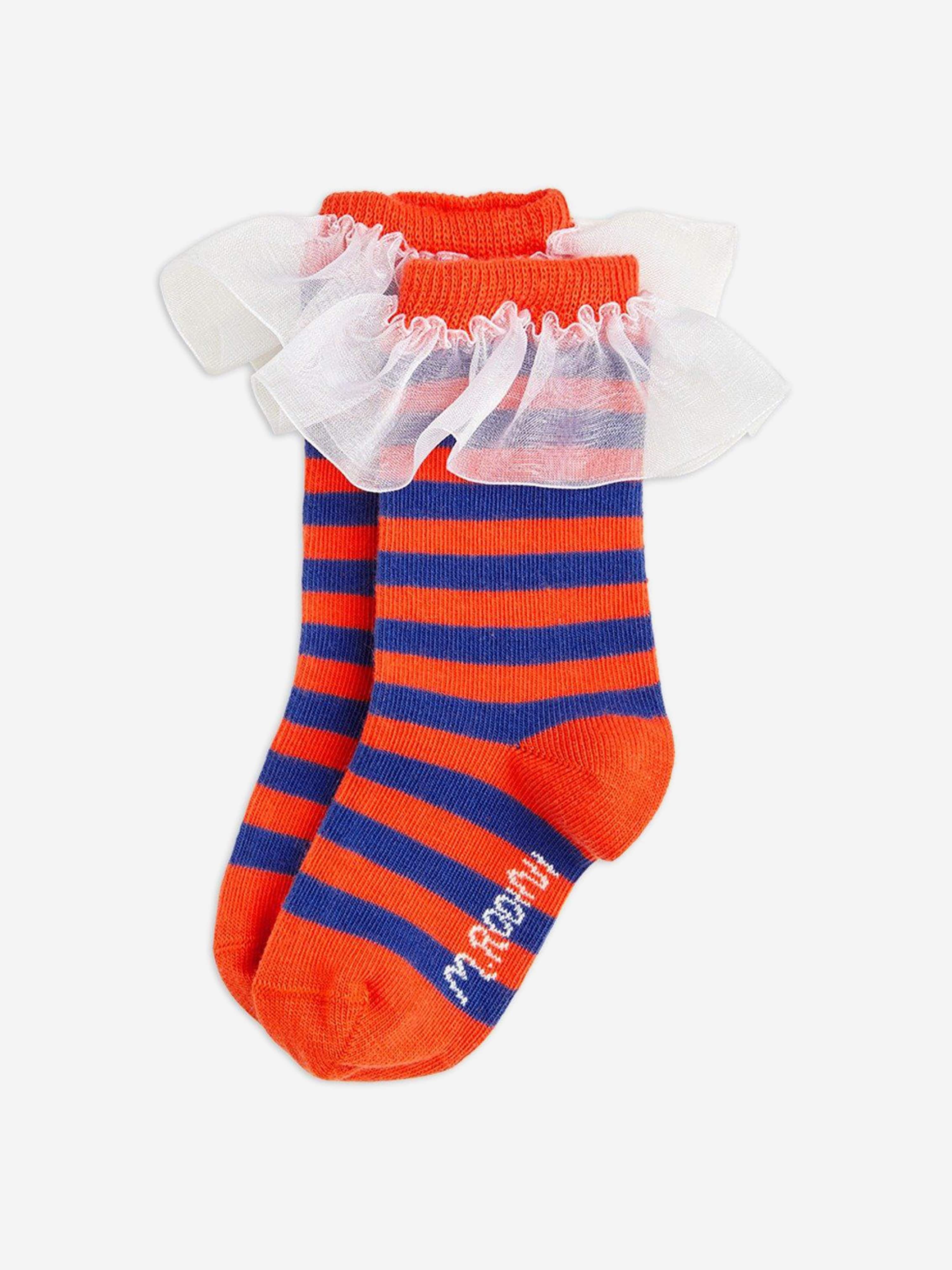 Mini Rodini Girls Striped Frill Socks in Multicolour