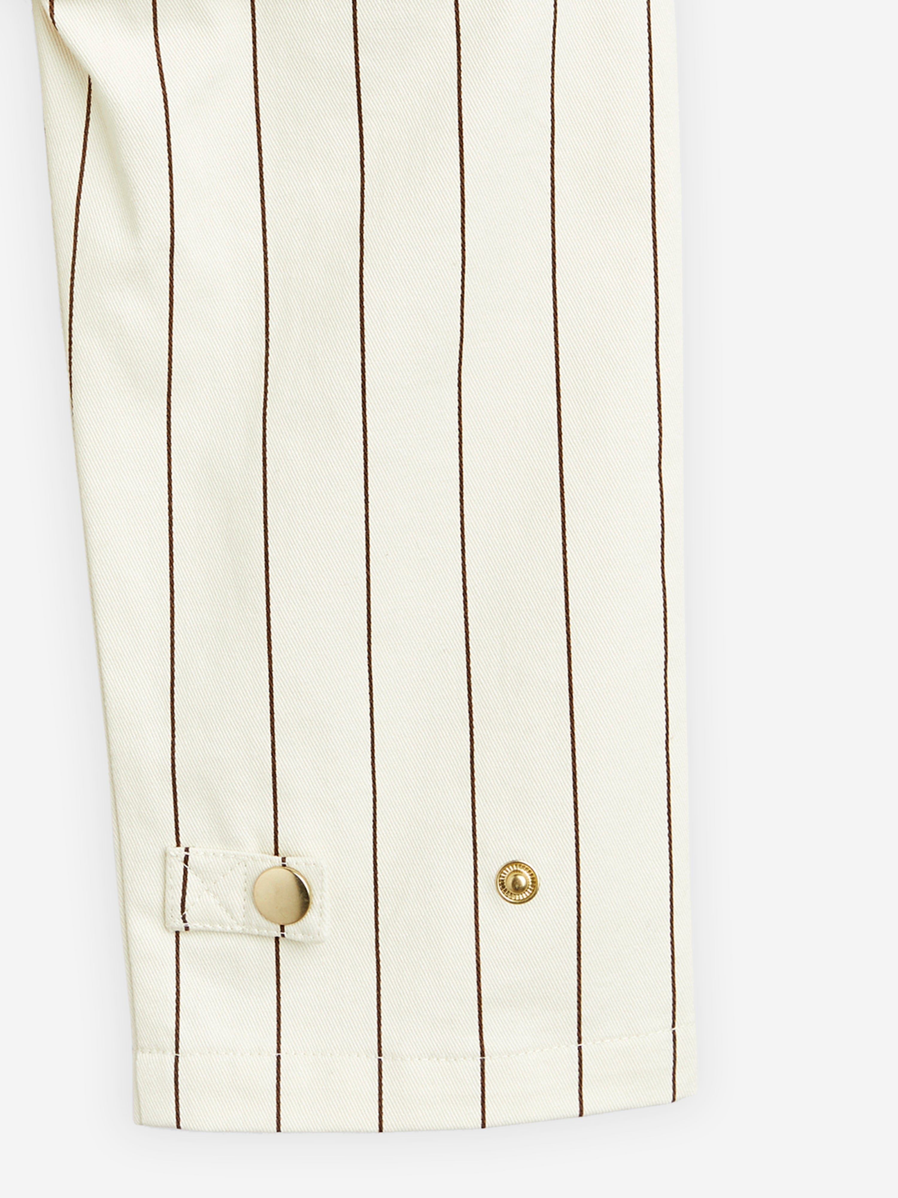 Mini Rodini Kids Striped Cargo Trousers in Ivory