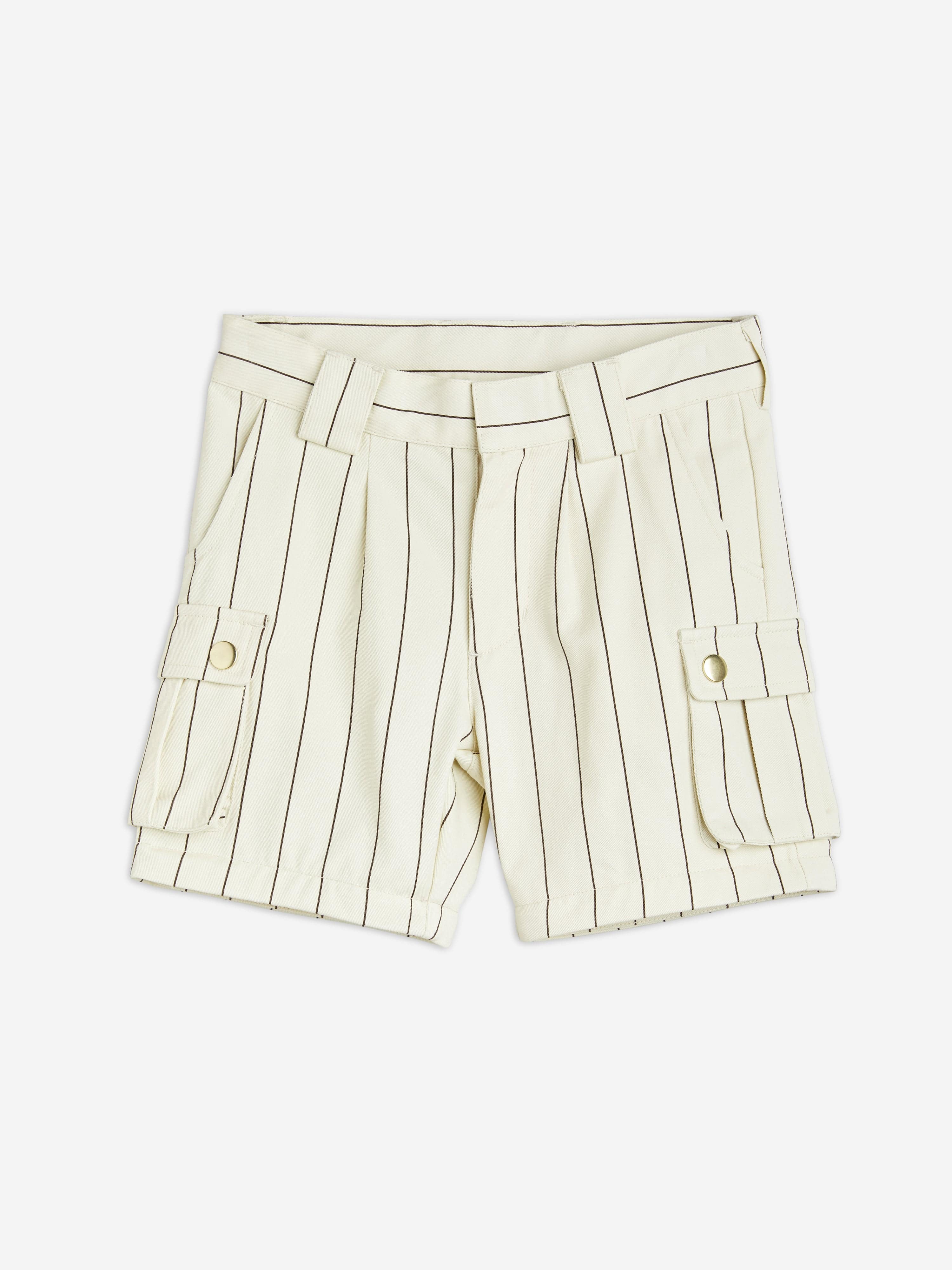 Mini Rodini Kids Striped Cargo Trousers in Ivory