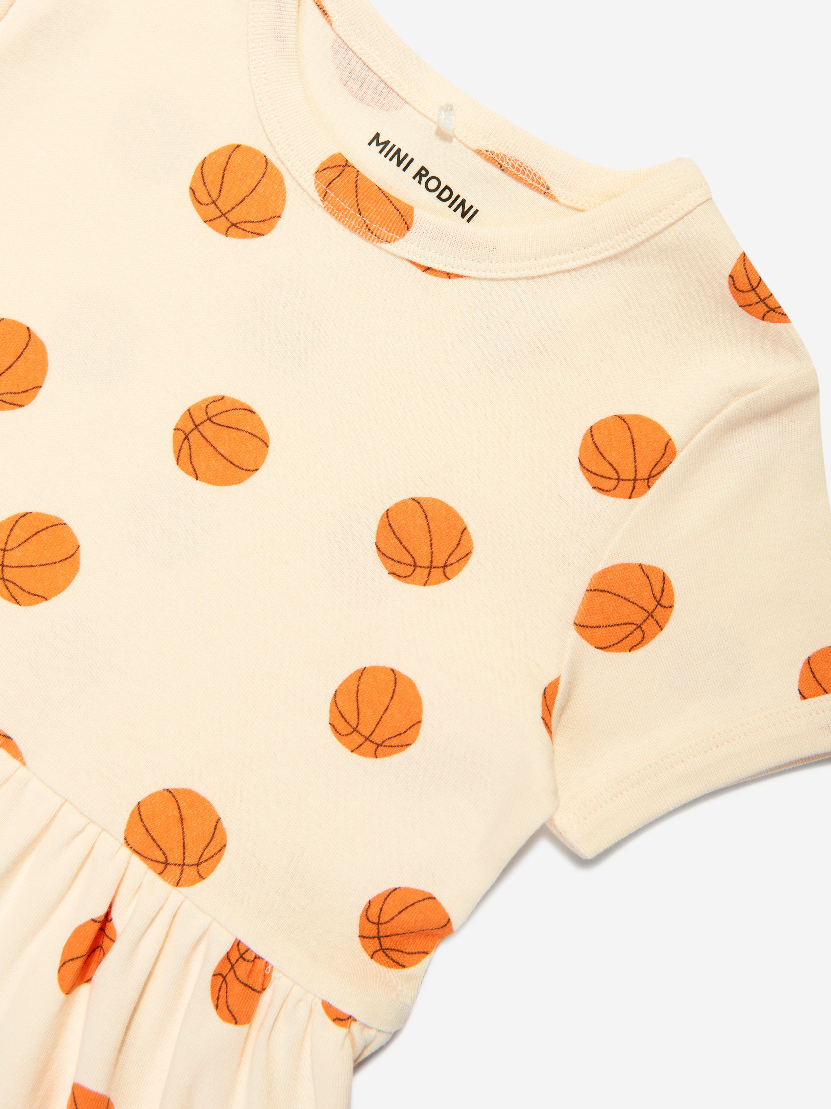 Mini Rodini Girls Basketball Print Dress in Ivory