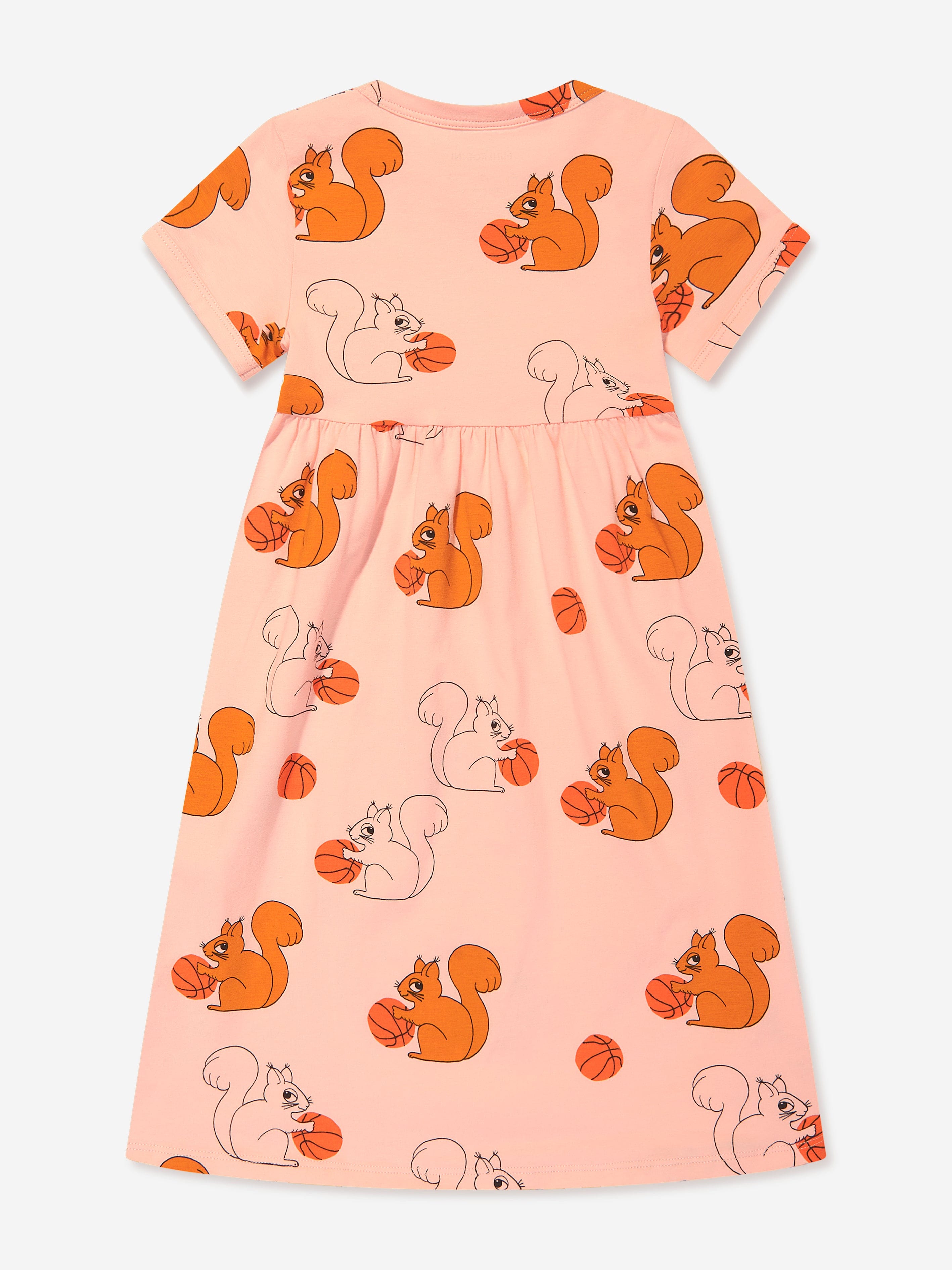 Mini Rodini Girls Squirrels Print Dress in Pink