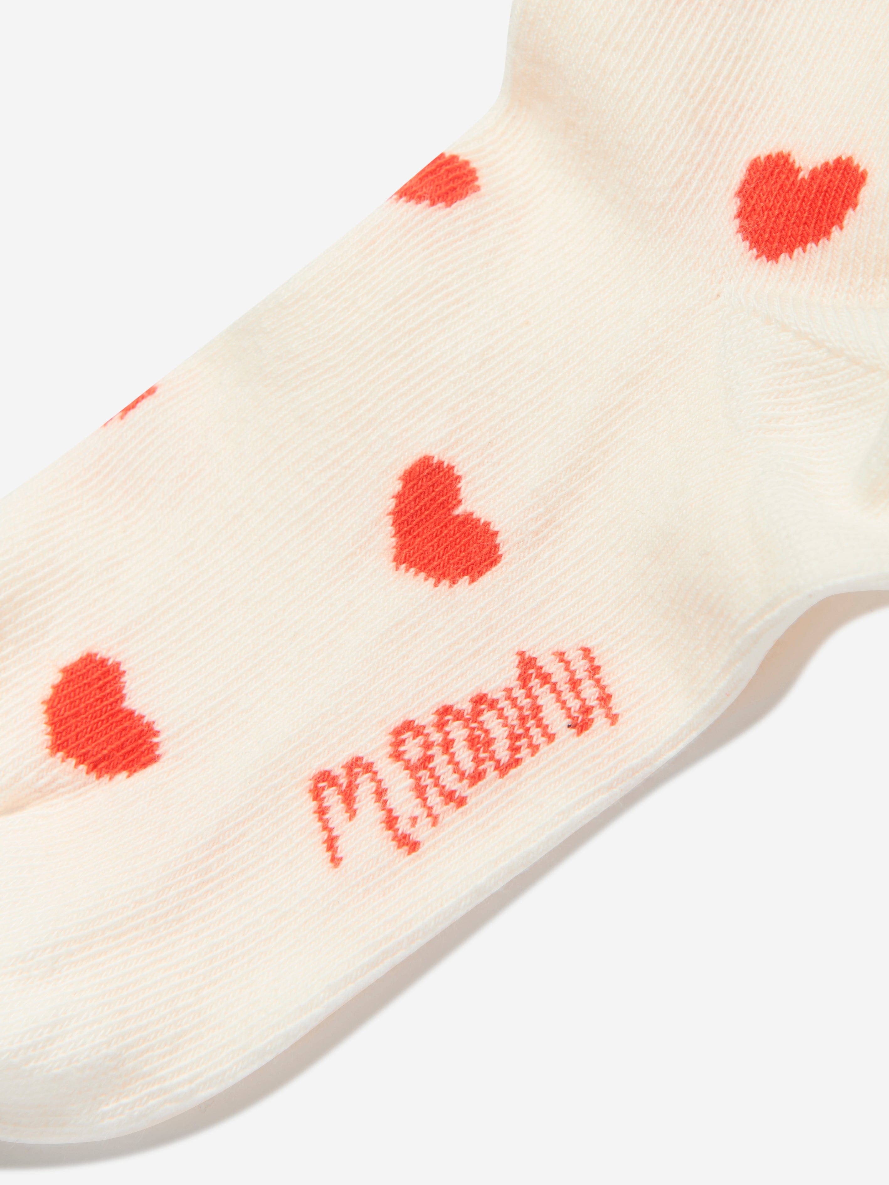 Mini Rodini Girls Hearts Frill Socks in White