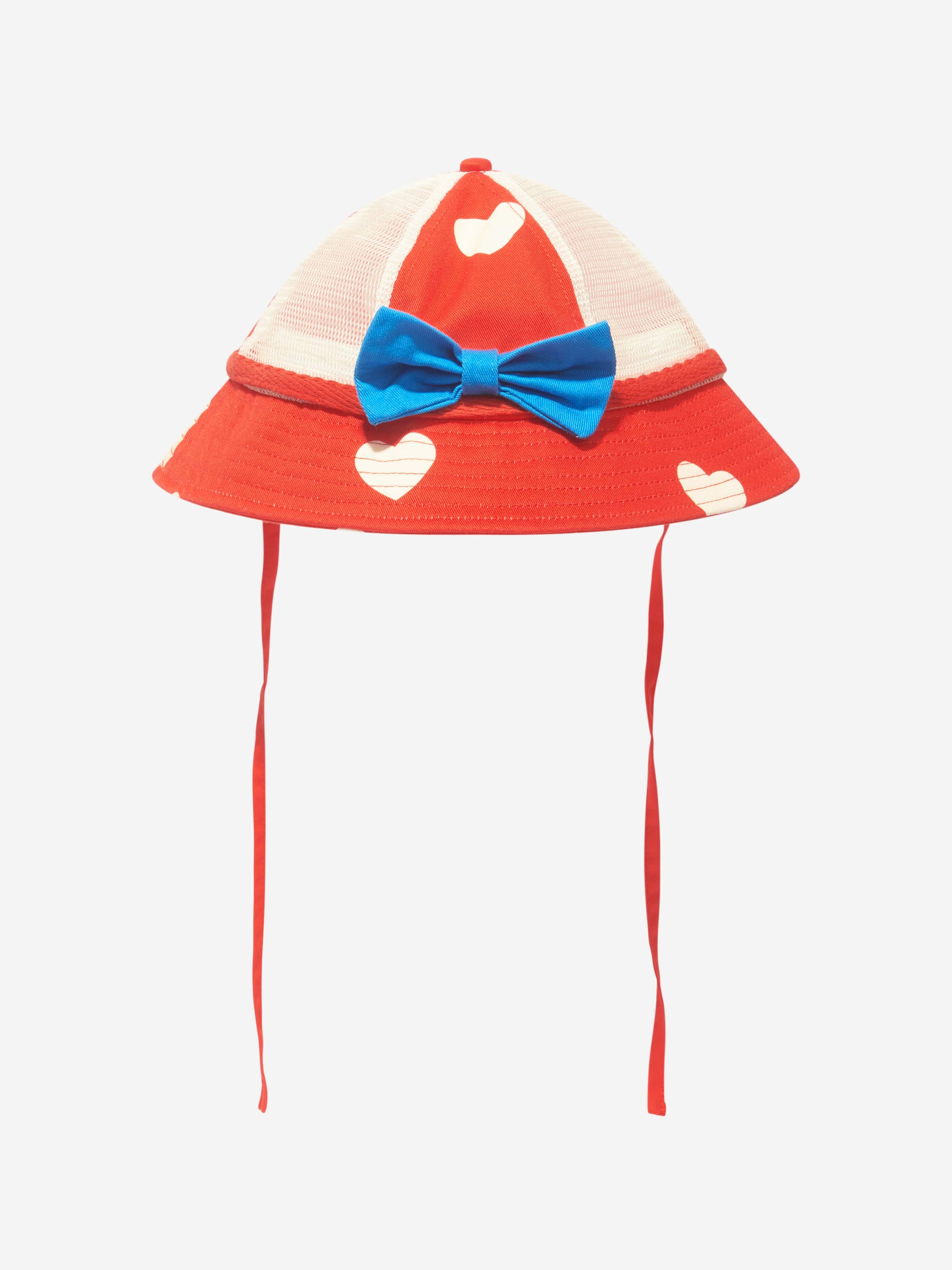 Mini Rodini Girls Hearts Sun Hat in Red