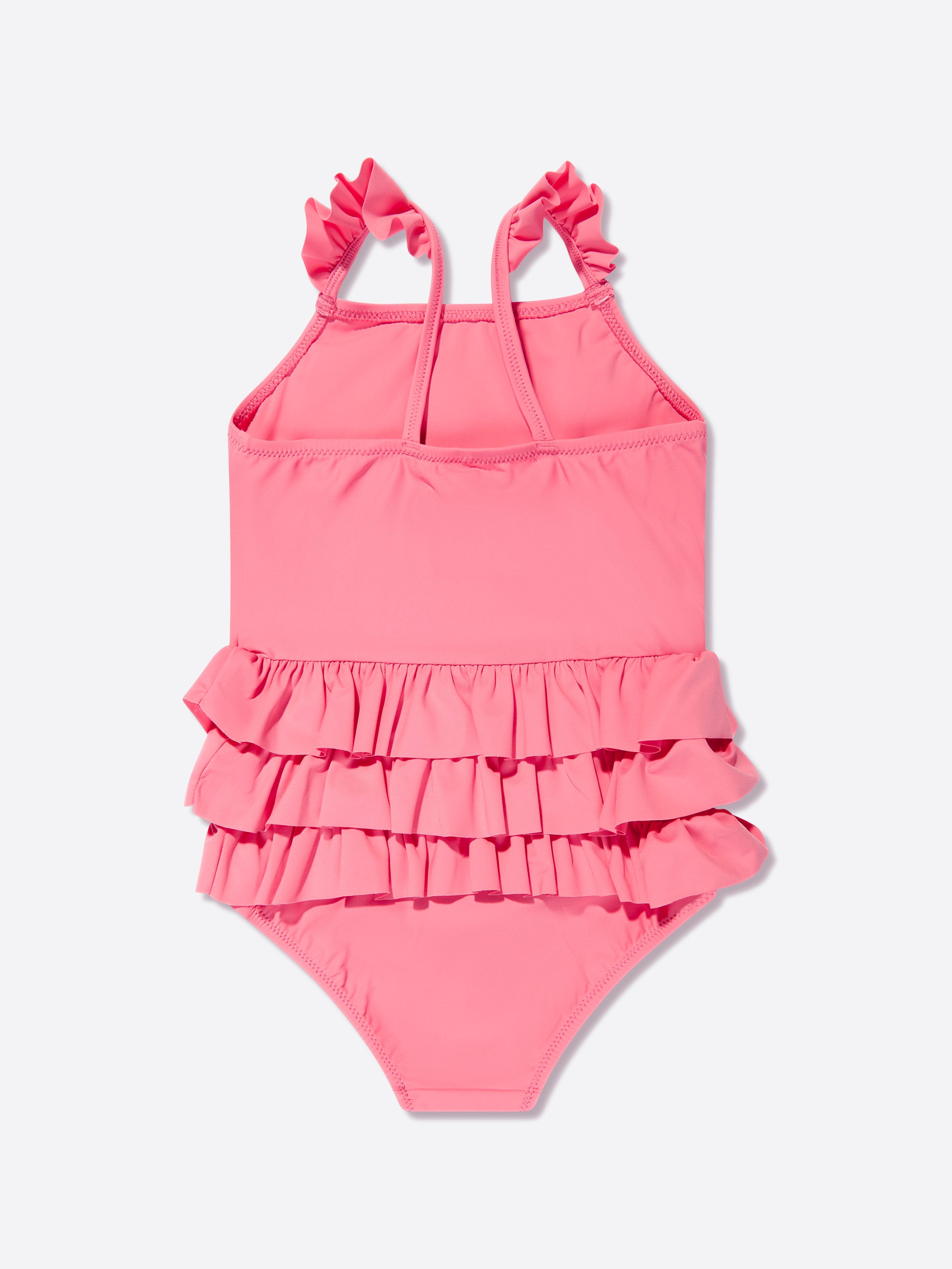 Mini Rodini Girls Owl Frill Swimsuit in Pink